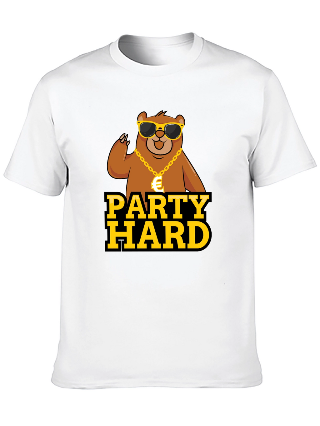 Party Hard Bear Graphic Tee - Black Cotton T-Shirt