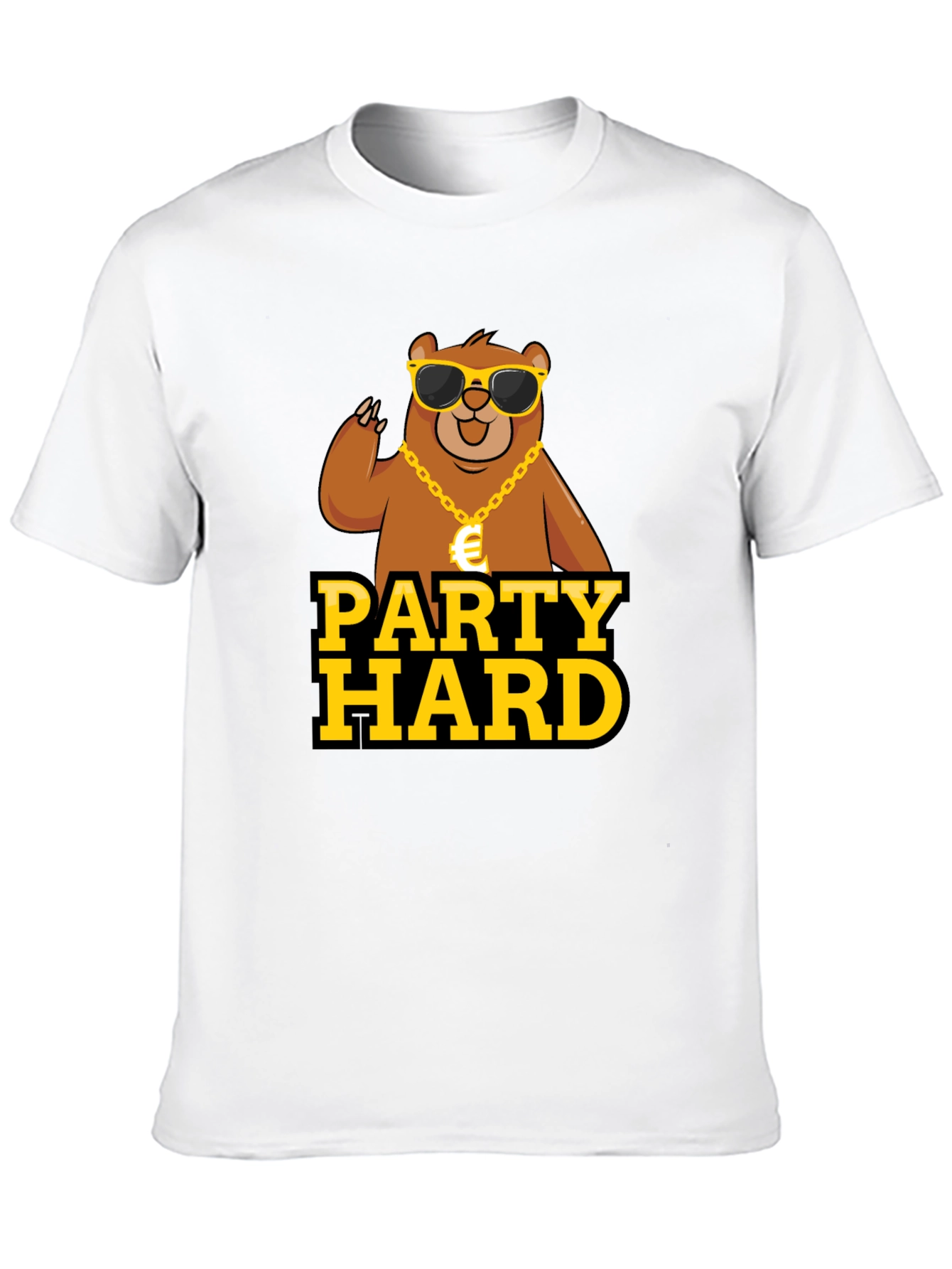 Party Hard Bear Graphic Tee - Black Cotton T-Shirt