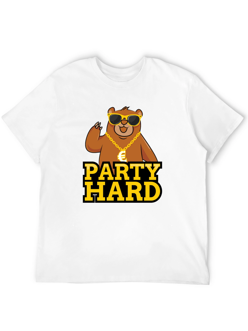 Party Hard Bear Graphic Tee - Black Cotton T-Shirt