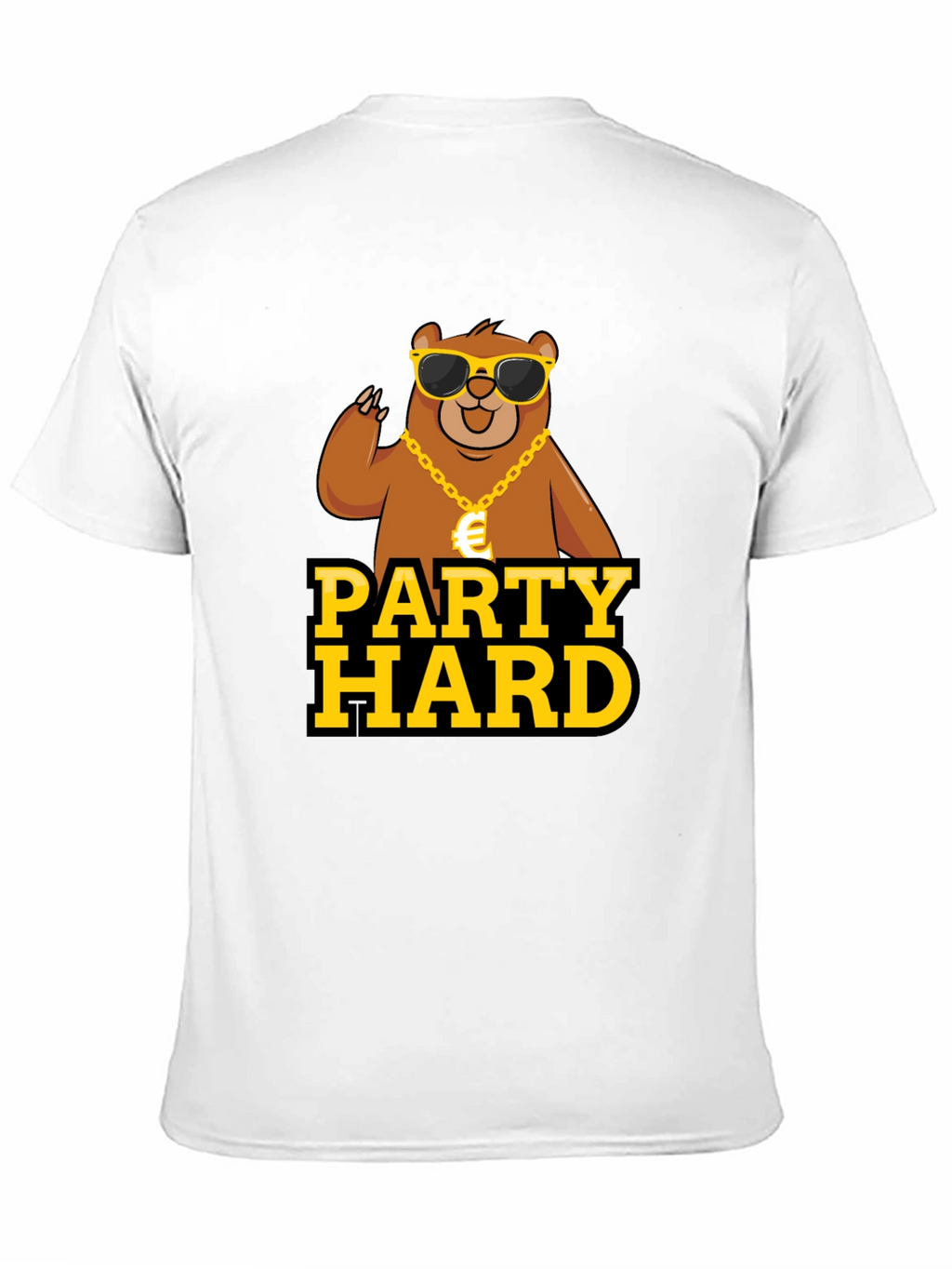 Party Hard Bear Graphic Tee - Black Cotton T-Shirt