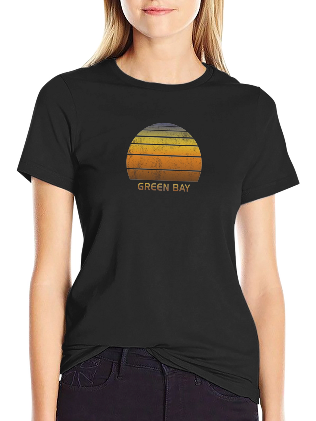 Green Bay Sunset Graphic T-Shirt - Retro Style