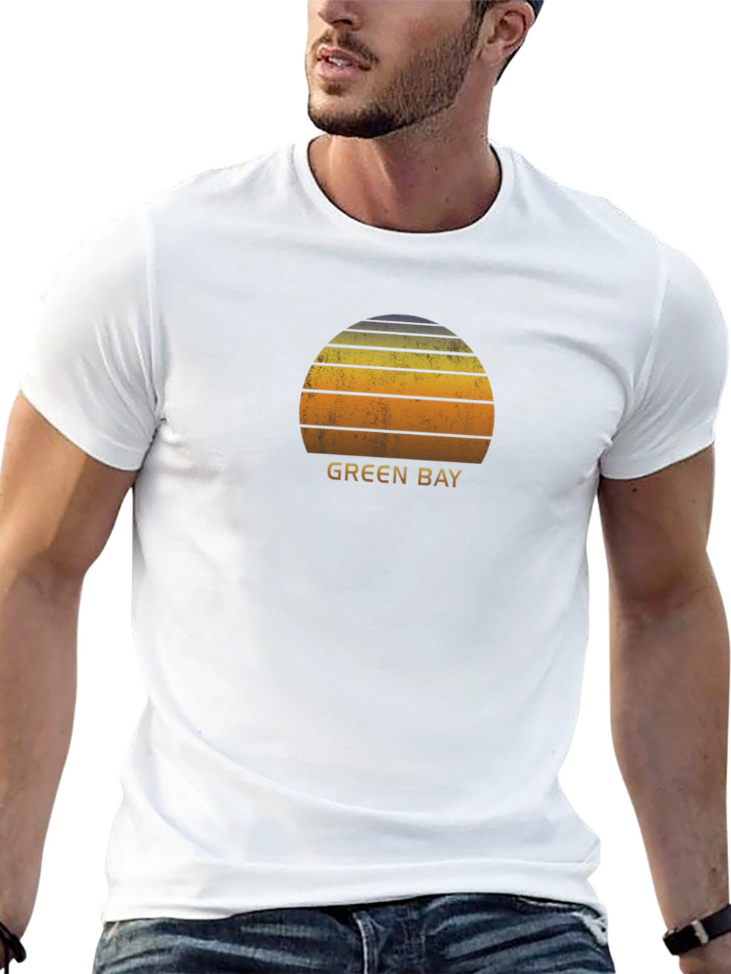 Green Bay Sunset Graphic T-Shirt - Retro Style
