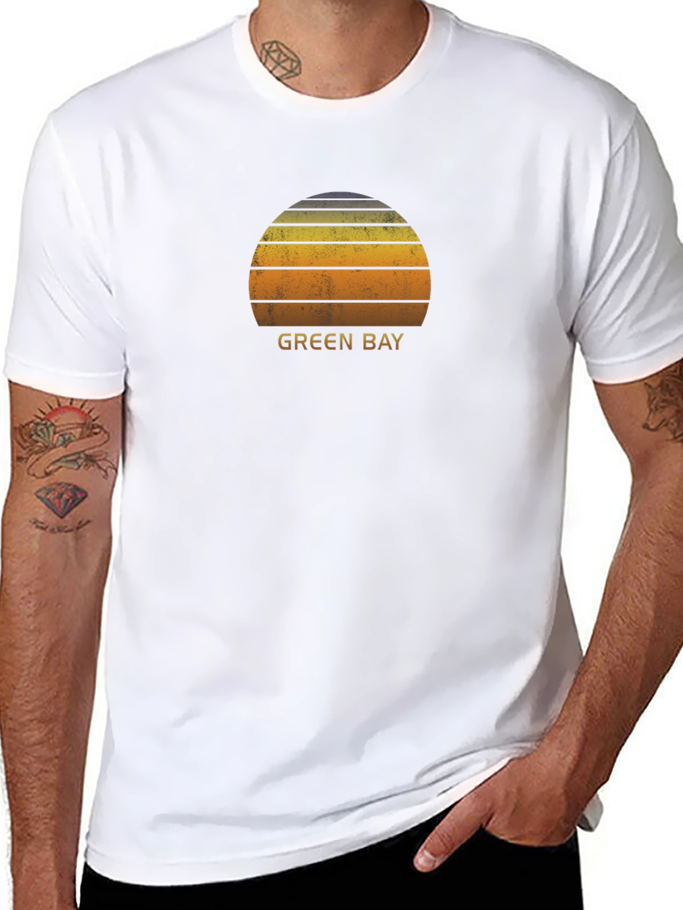 Green Bay Sunset Graphic T-Shirt - Retro Style
