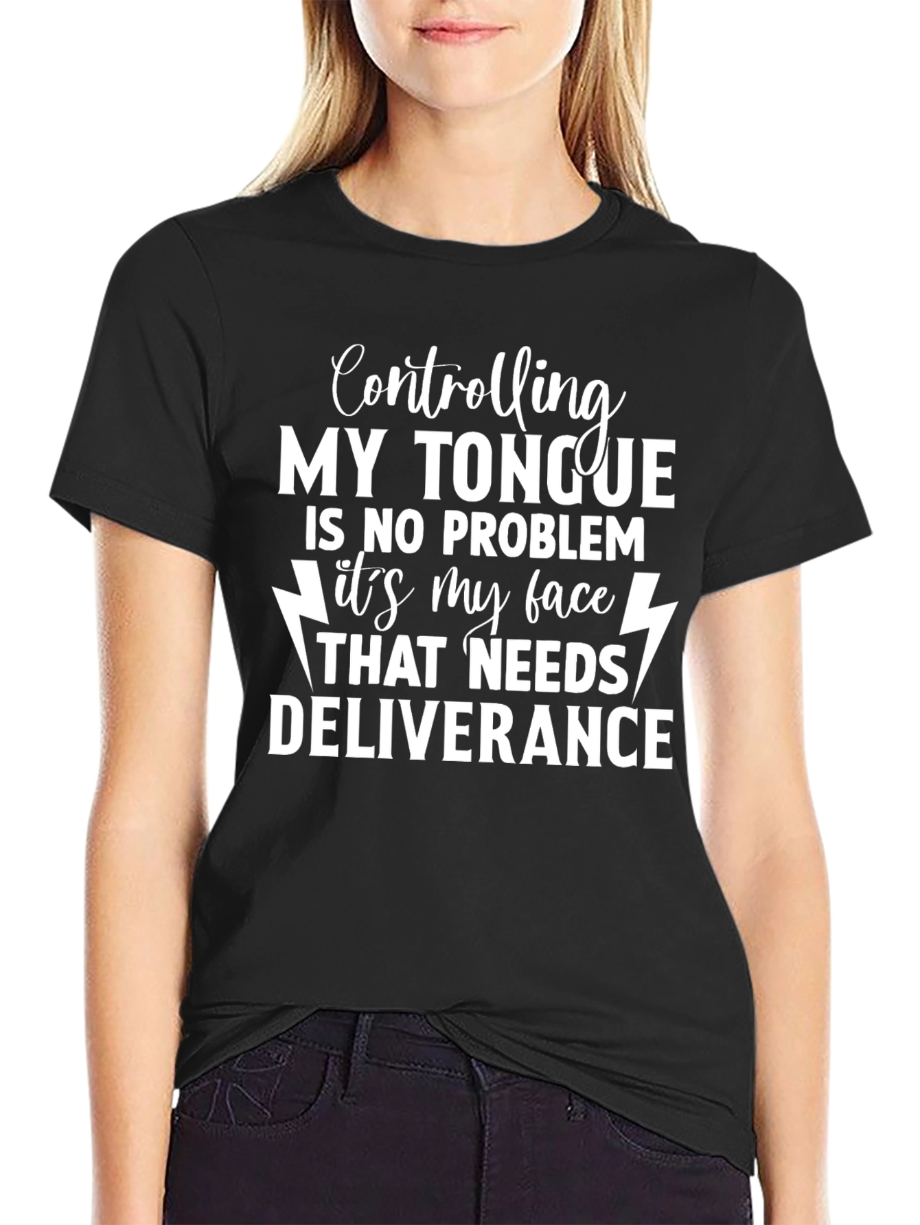 Controlling My Tongue T-Shirt Funny Humor Tee