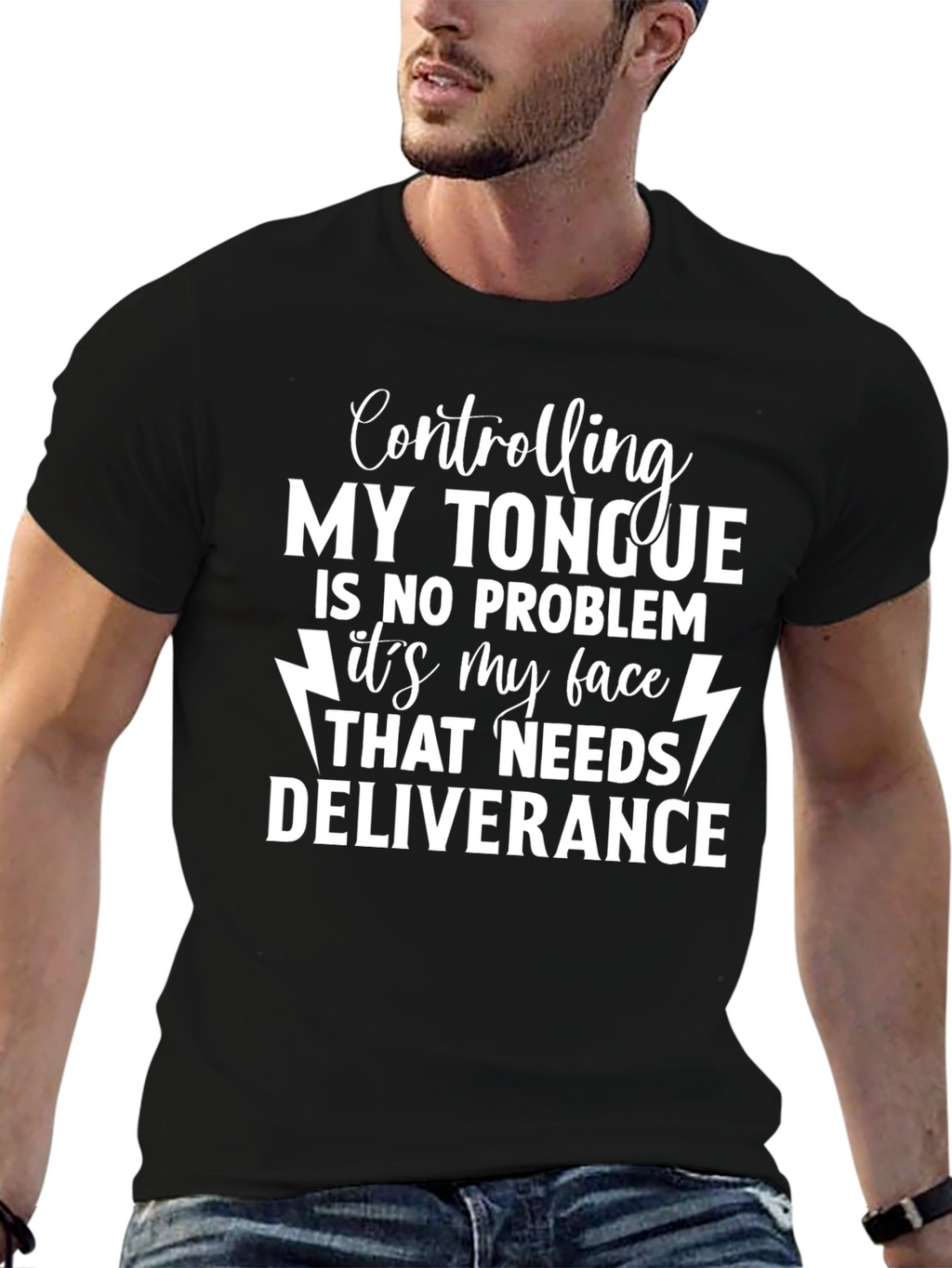 Controlling My Tongue T-Shirt Funny Humor Tee