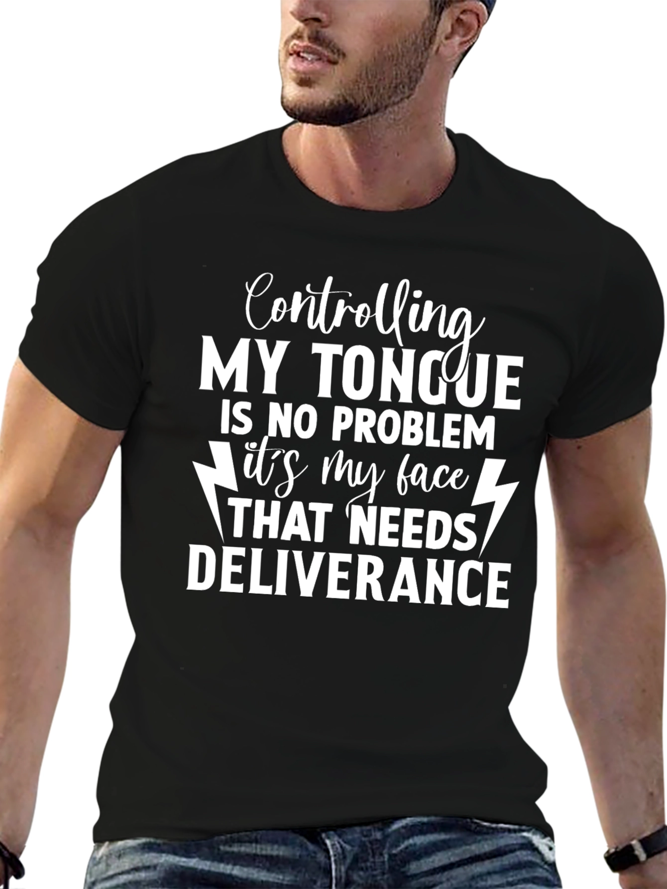 Controlling My Tongue T-Shirt Funny Humor Tee