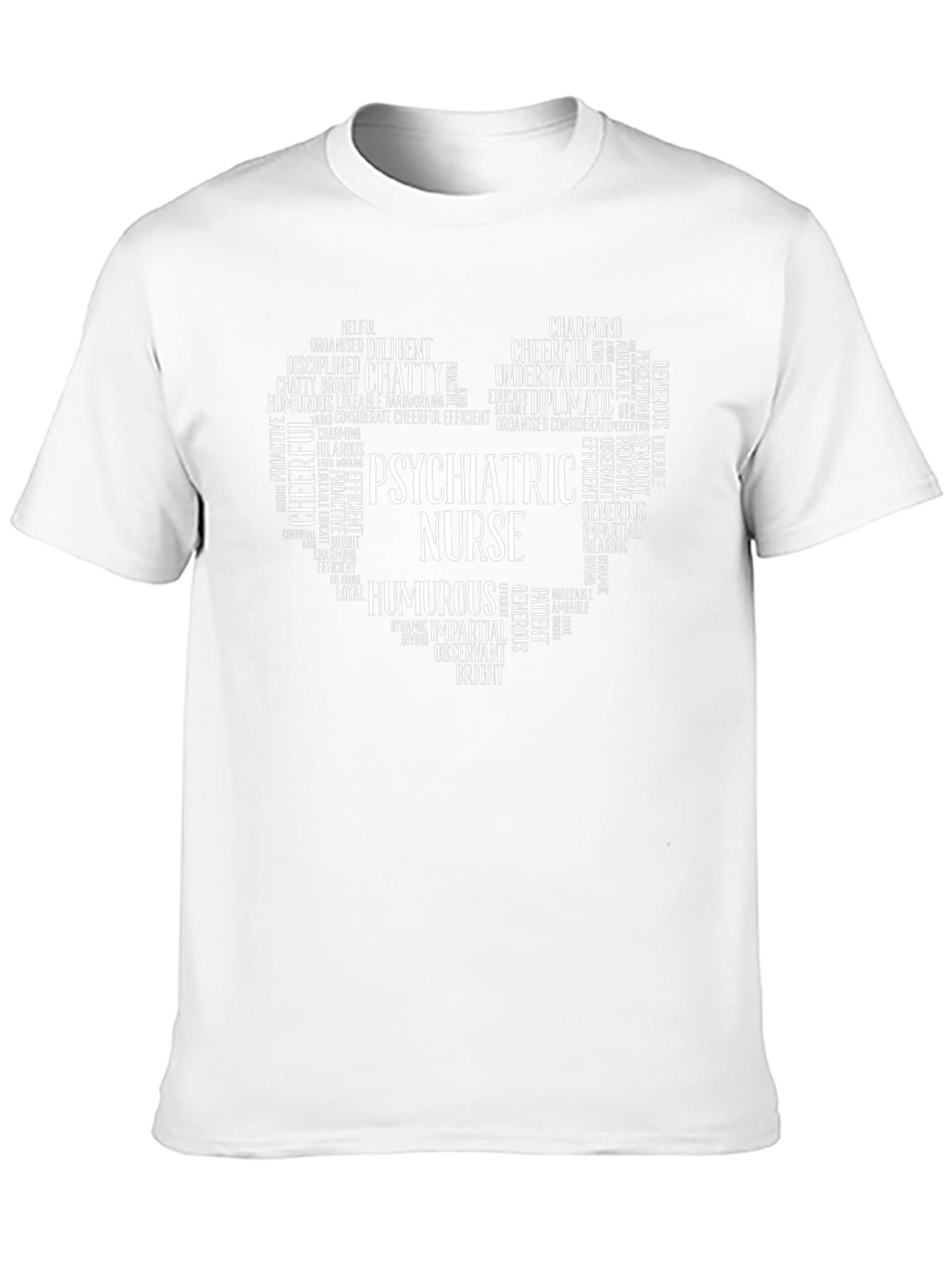Psychiatric Nurse Heart Word Art Graphic T-Shirt