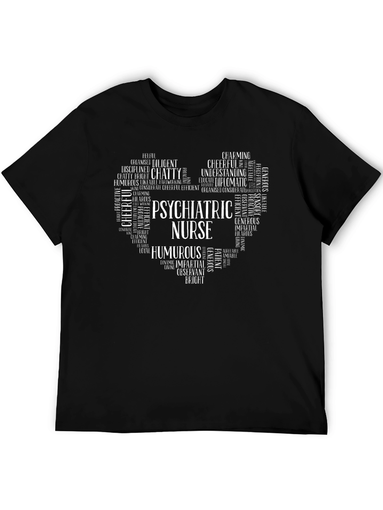 Psychiatric Nurse Heart Word Art Graphic T-Shirt