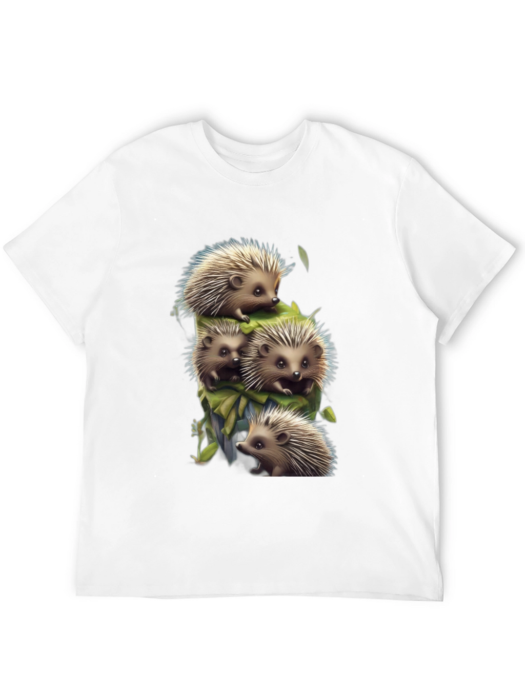 Cute Hedgehog Stack Graphic Tee - Black