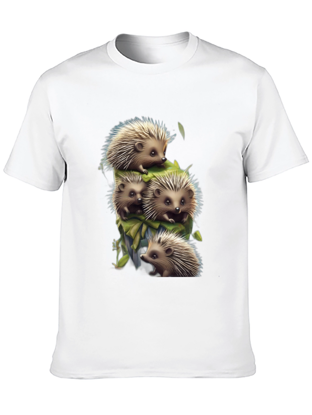 Cute Hedgehog Stack Graphic Tee - Black