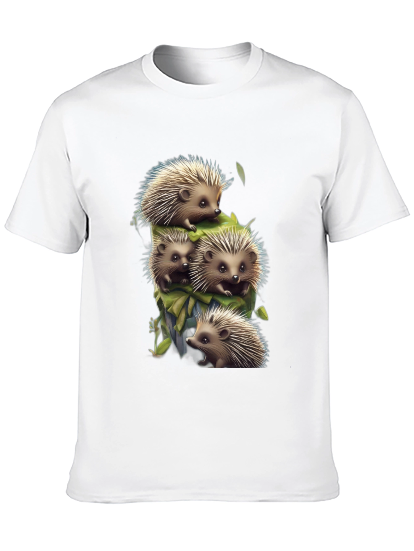 Cute Hedgehog Stack Graphic Tee - Black