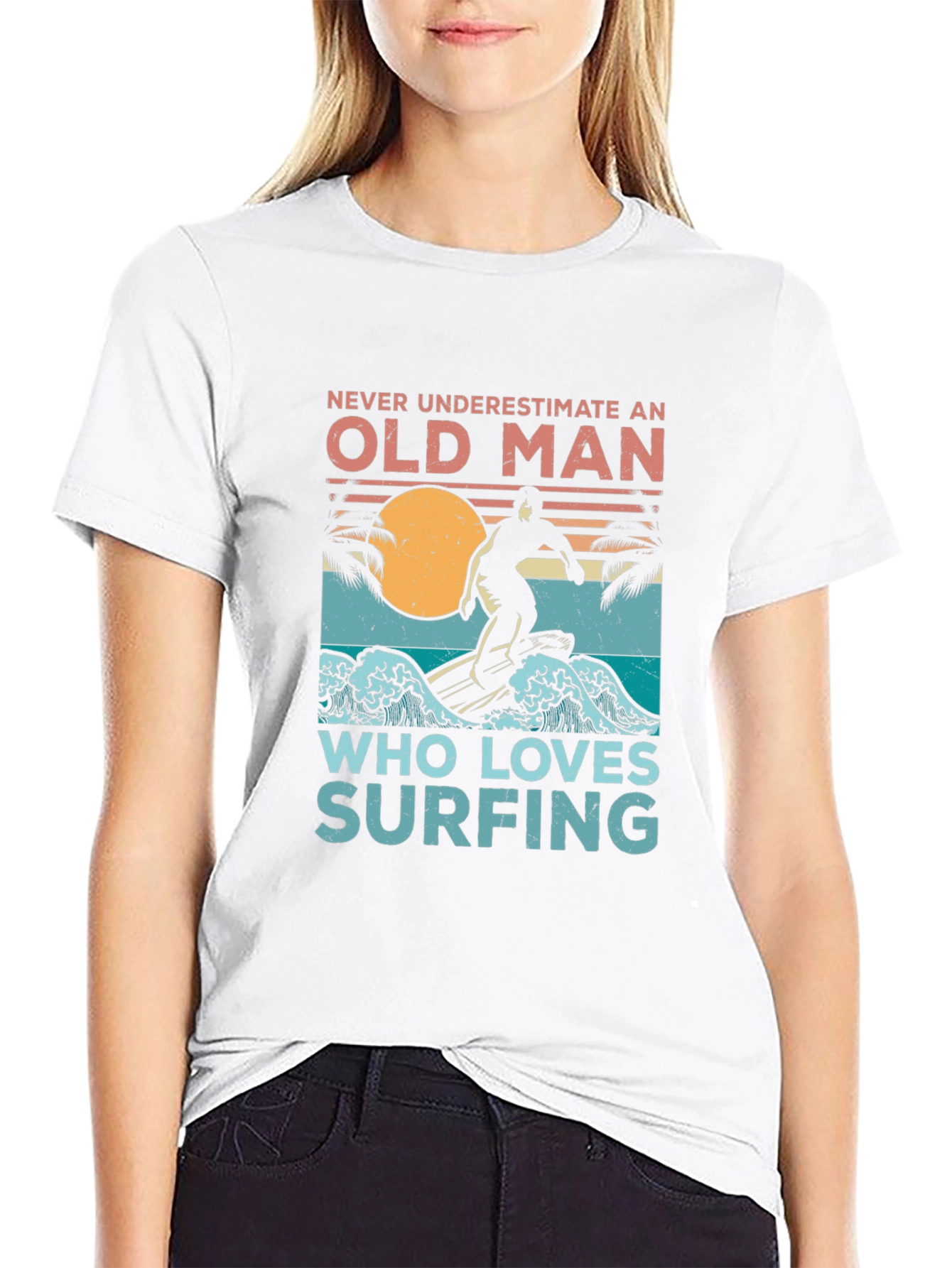 Old Man Surfing T-Shirt - Never Underestimate Surfing Tee