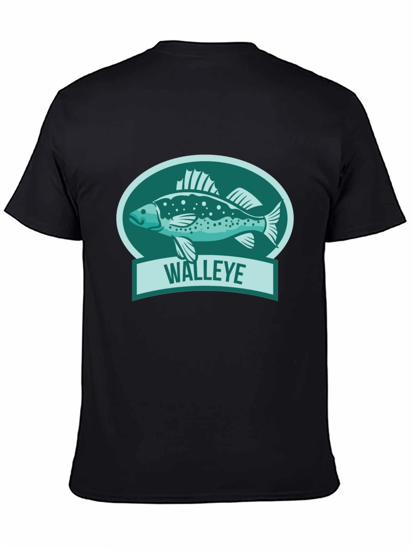 Walleye Fish Graphic Black T-Shirt