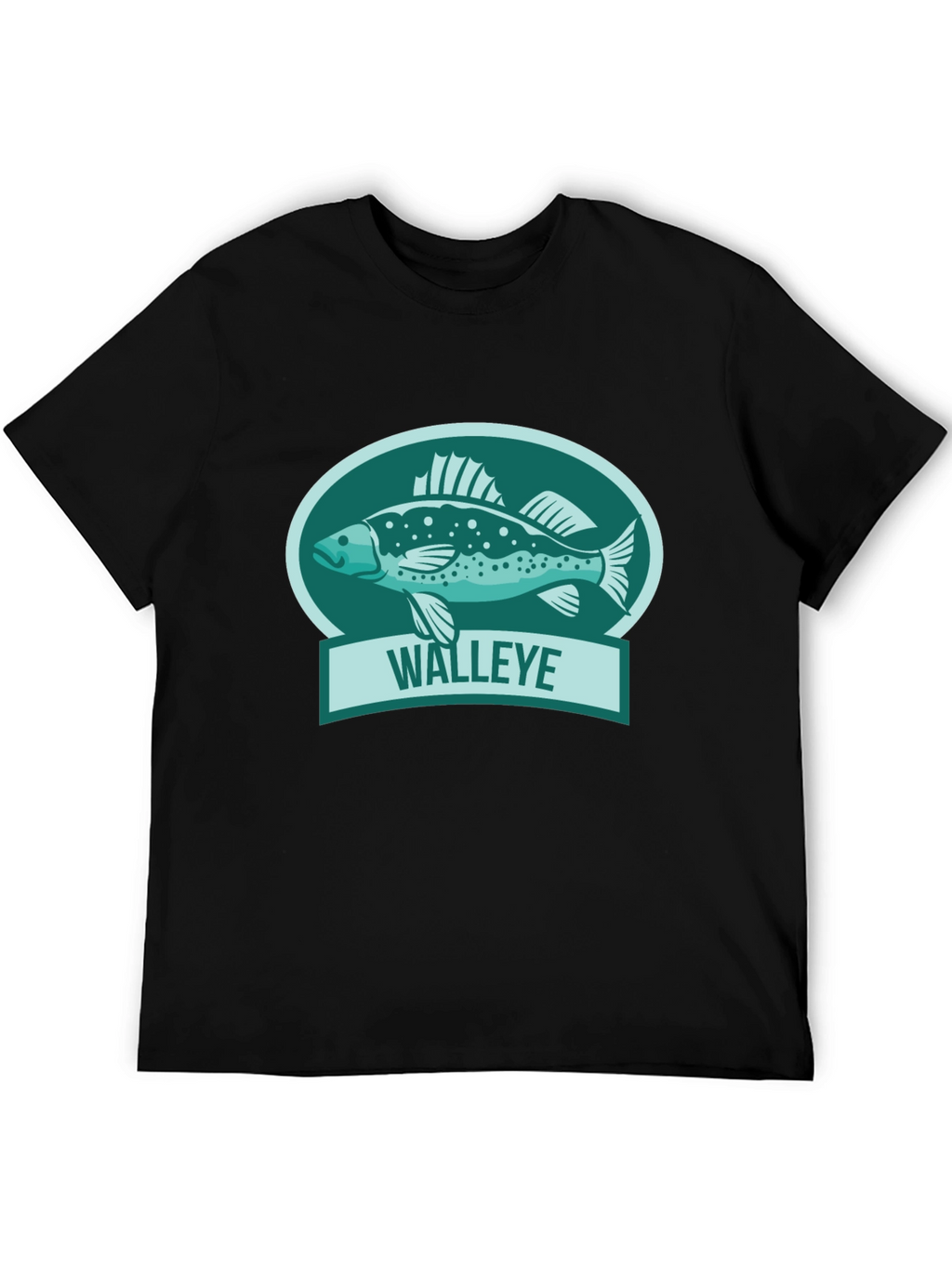 Walleye Fish Graphic Black T-Shirt