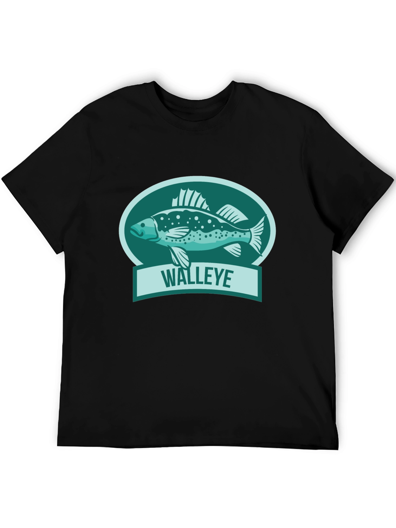 Walleye Fish Graphic Black T-Shirt