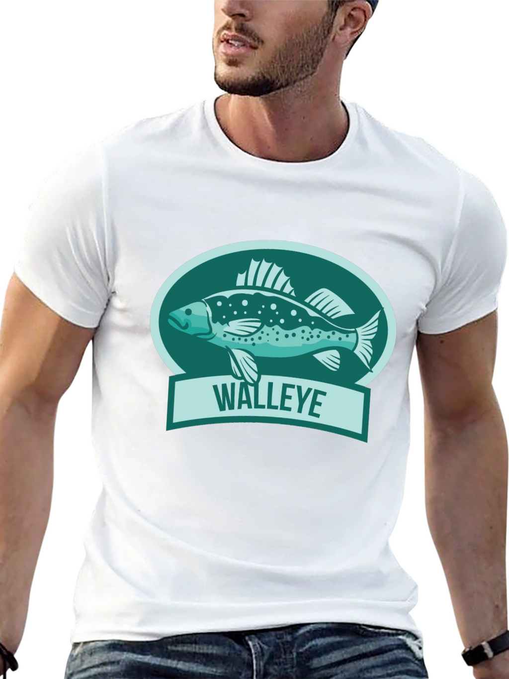 Walleye Fish Graphic Black T-Shirt