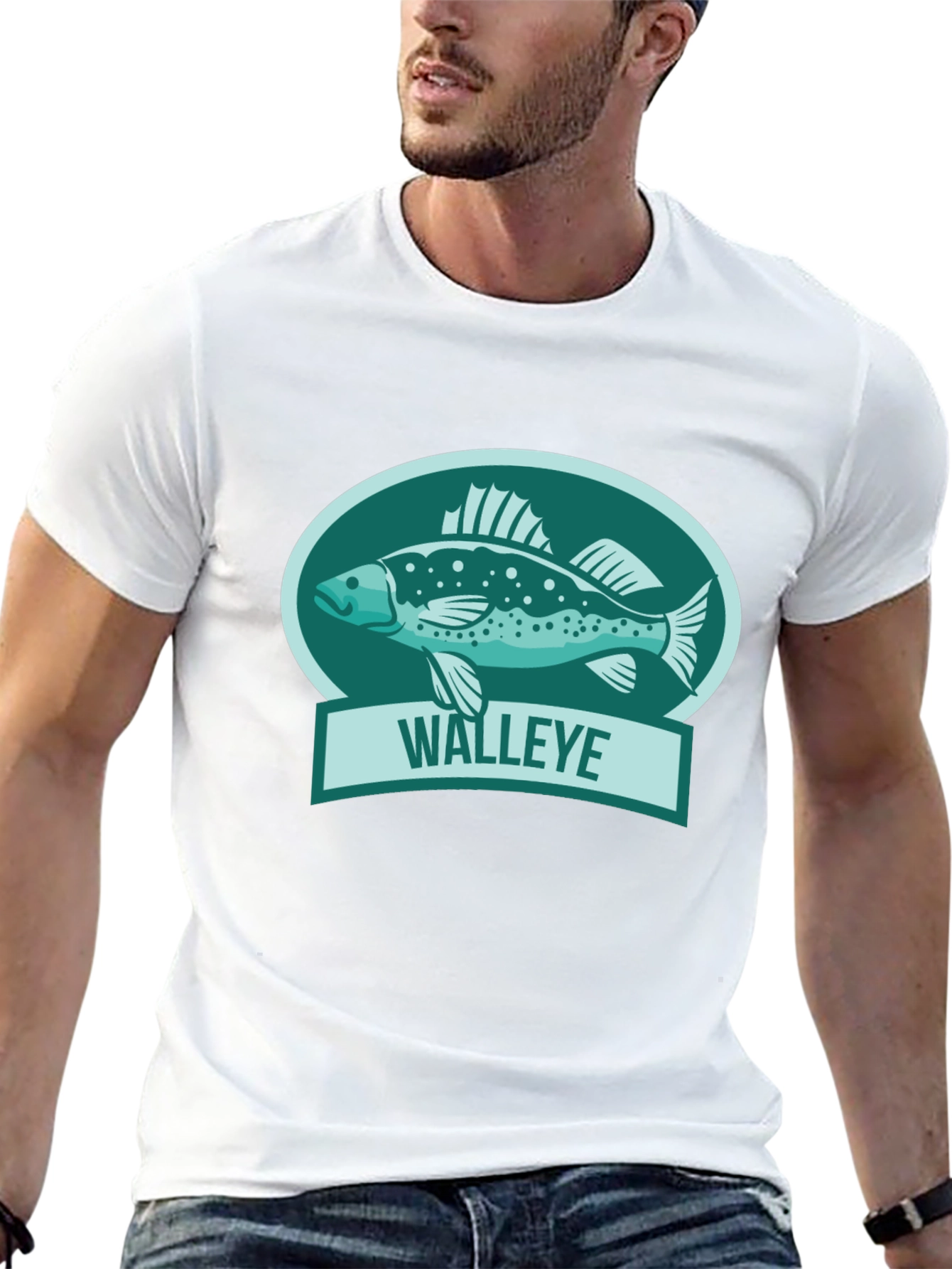 Walleye Fish Graphic Black T-Shirt