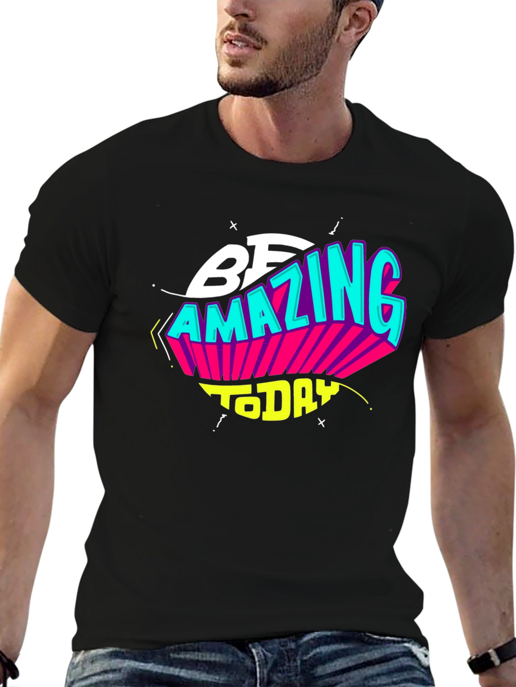 Be Amazing Today Black Graphic T-Shirt