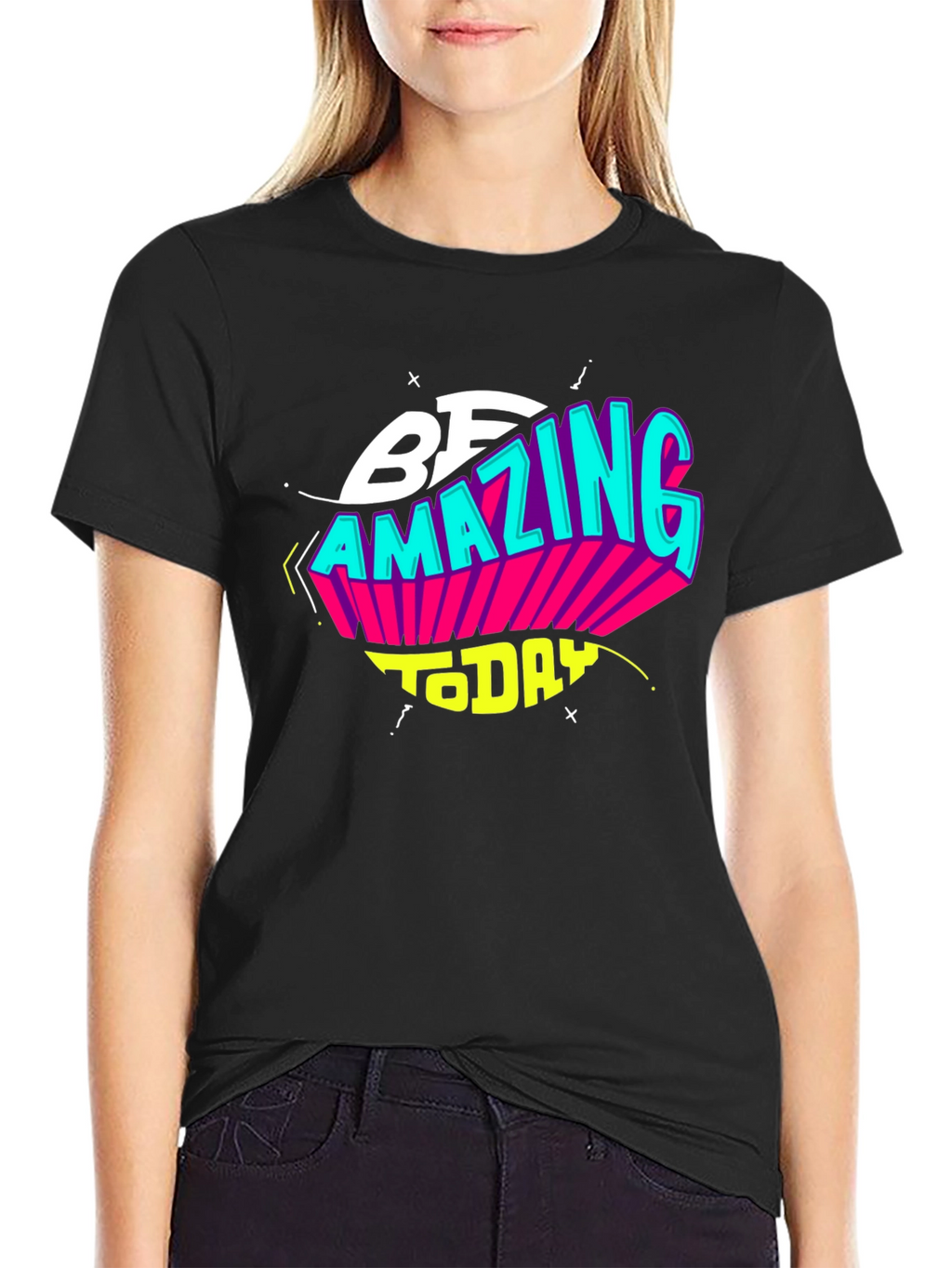 Be Amazing Today Black Graphic T-Shirt