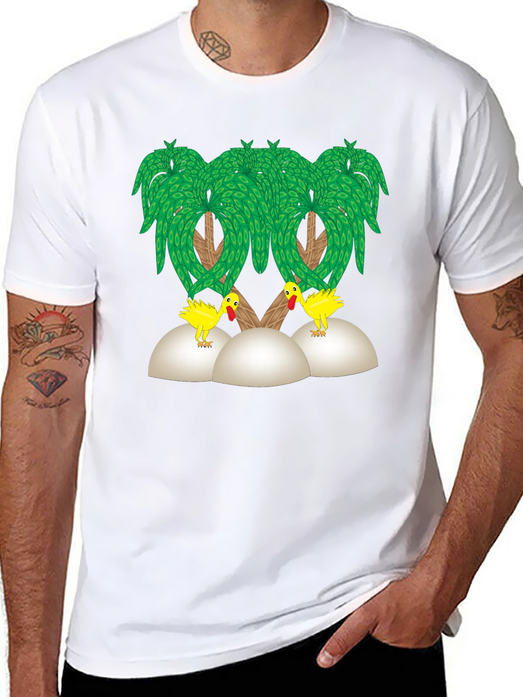 Funny Chicken Palm Tree T-Shirt