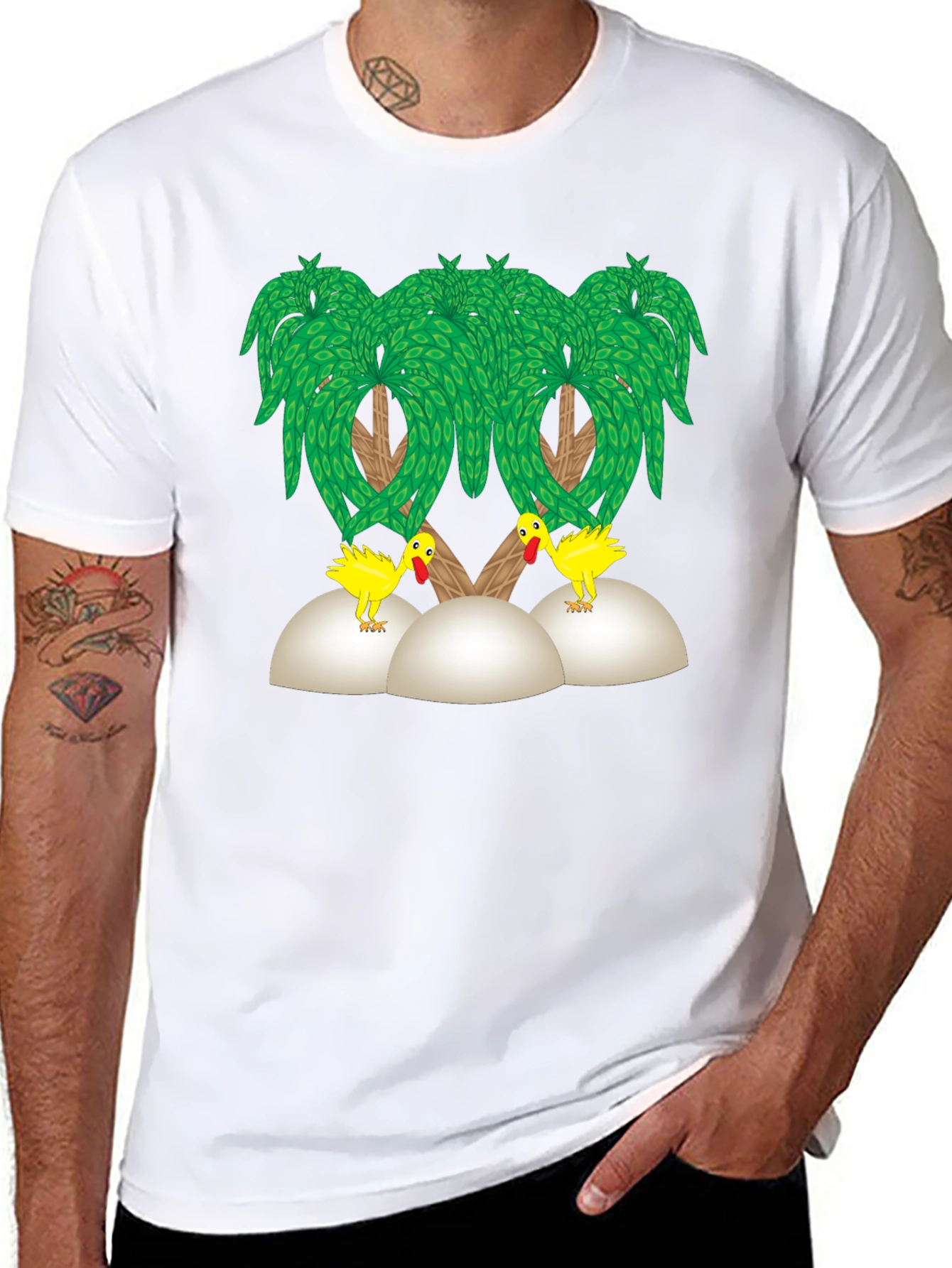 Funny Chicken Palm Tree T-Shirt