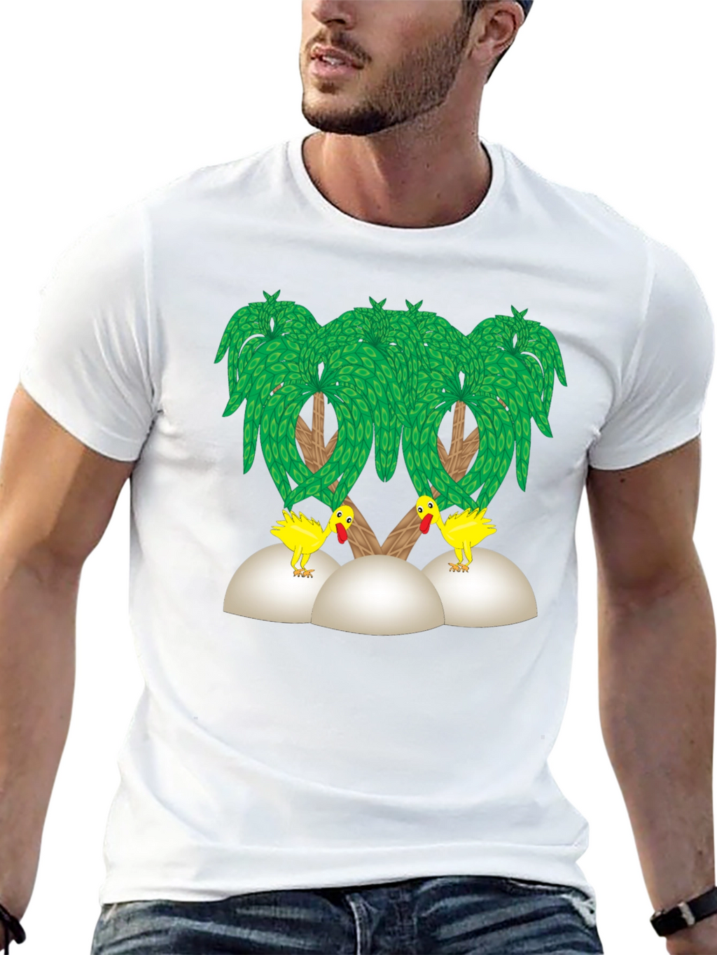 Funny Chicken Palm Tree T-Shirt