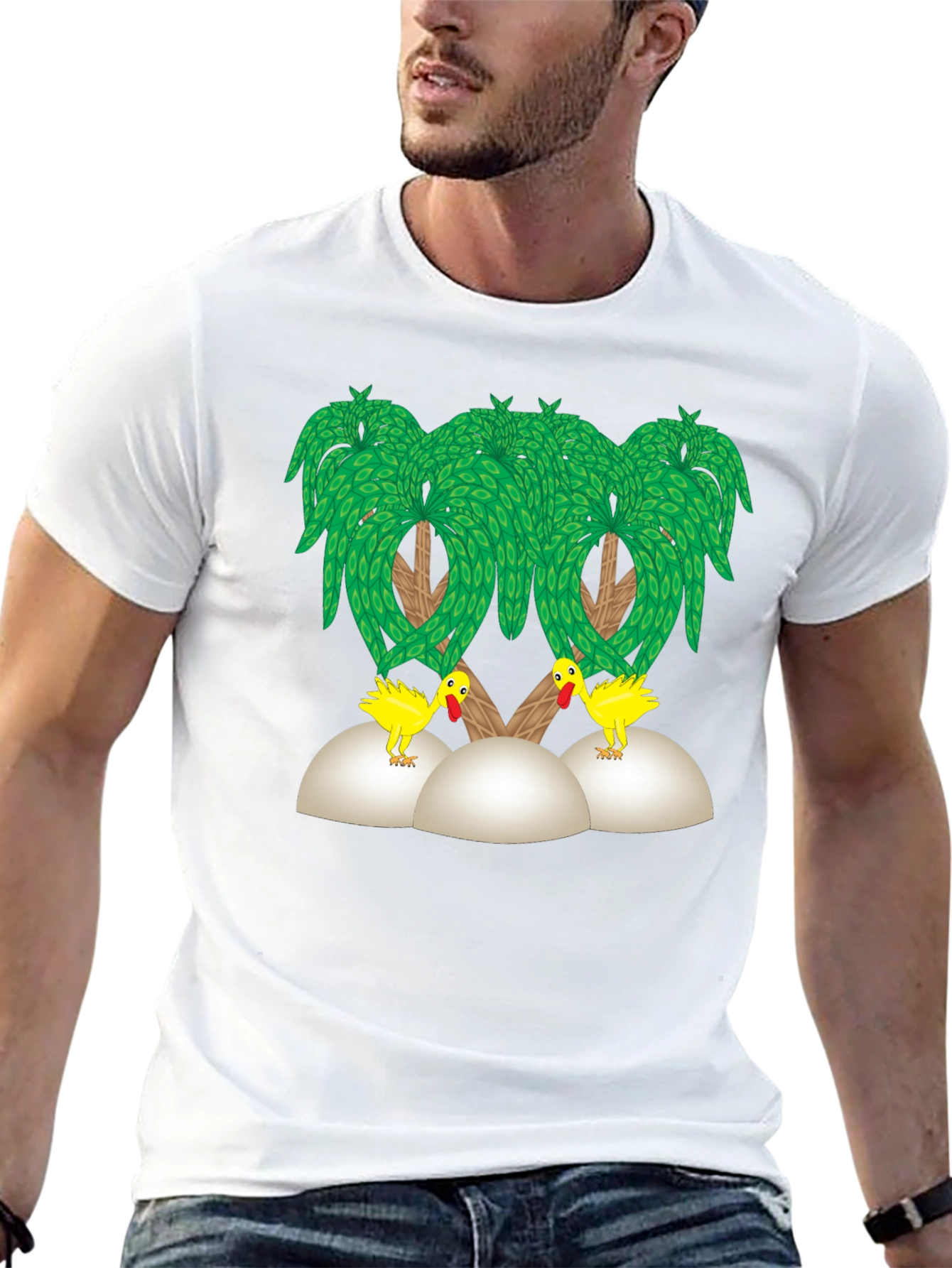 Funny Chicken Palm Tree T-Shirt