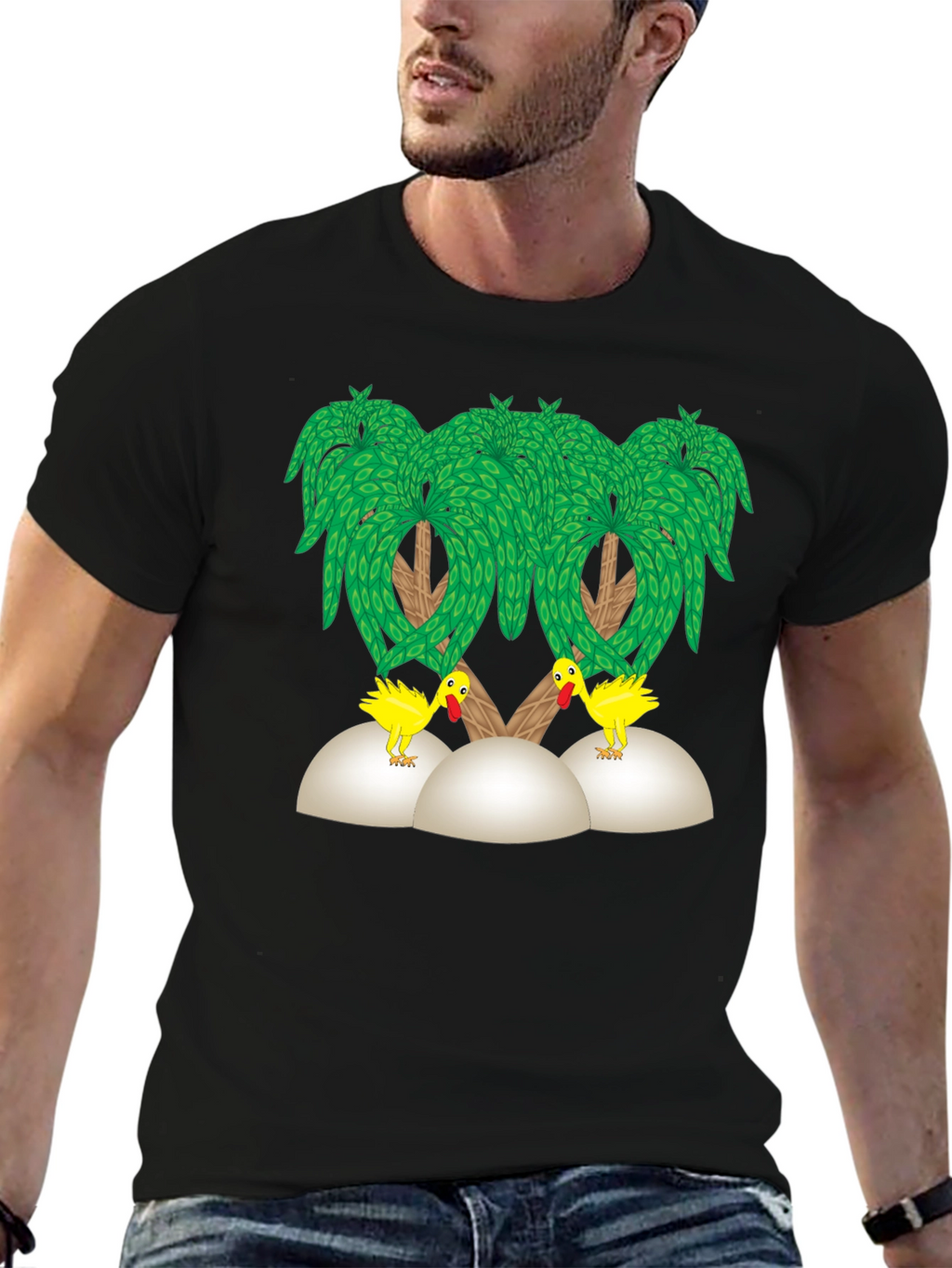 Funny Chicken Palm Tree T-Shirt