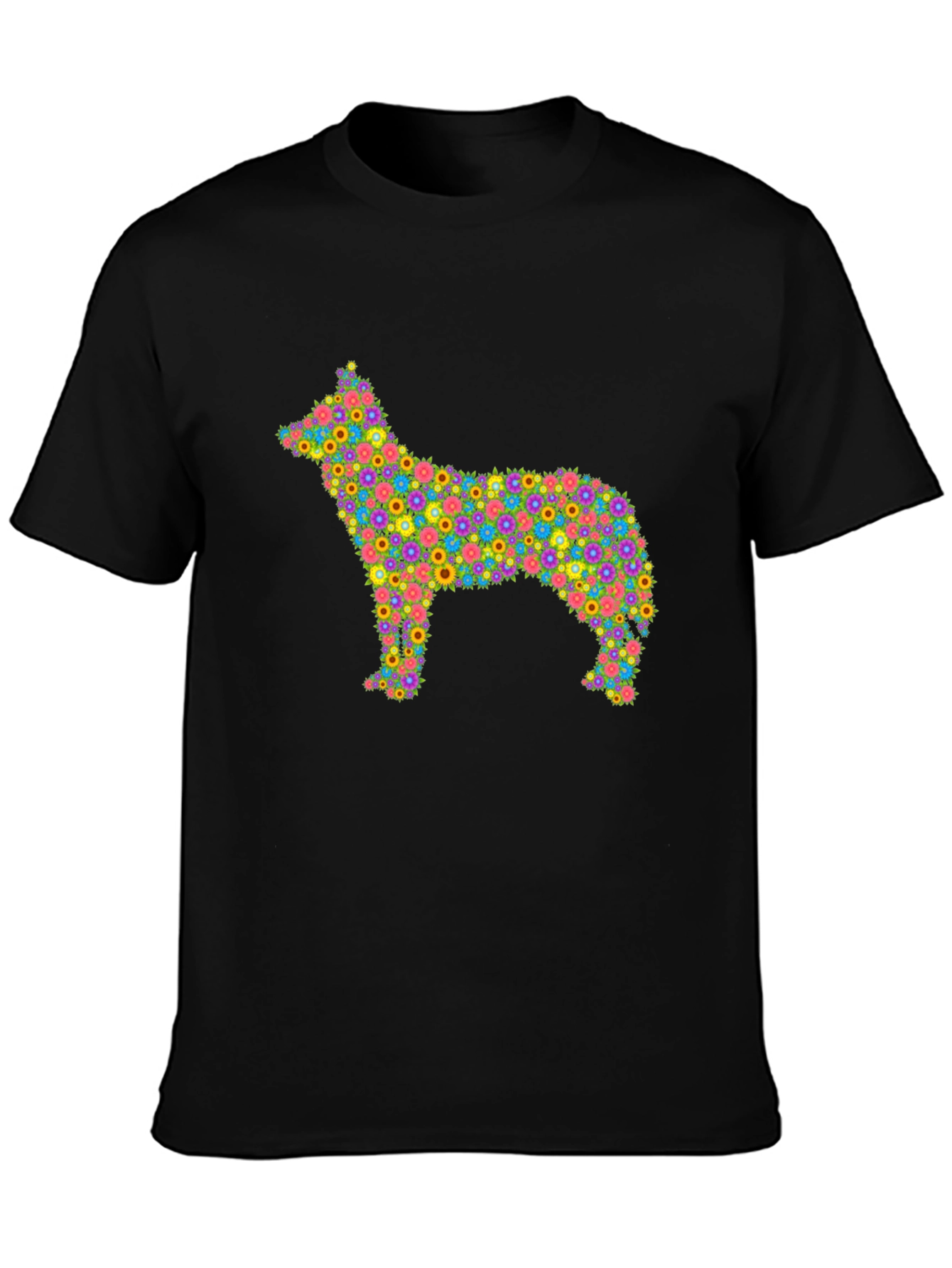 Floral Dog T-Shirt - Unique Colorful Design