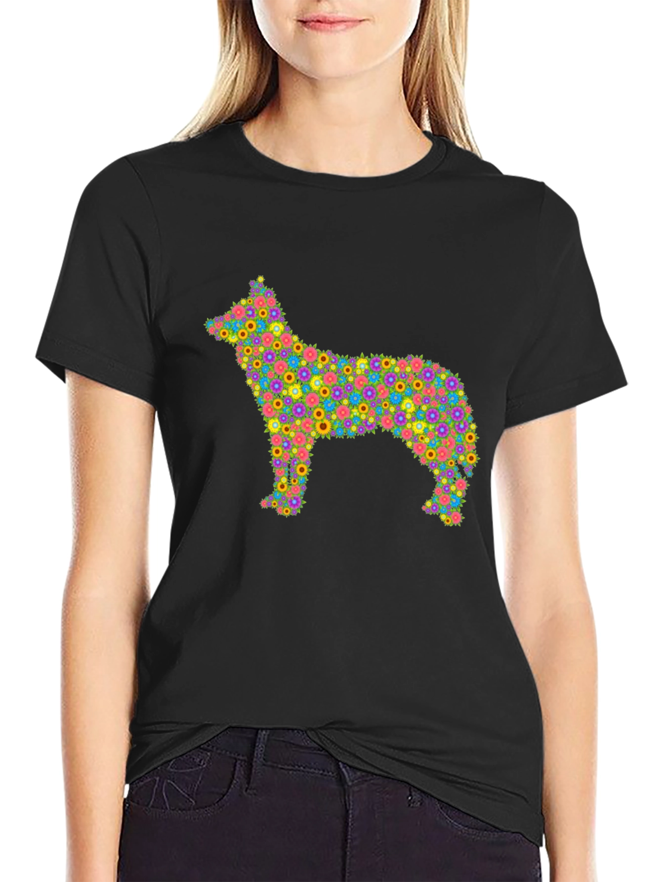 Floral Dog T-Shirt - Unique Colorful Design