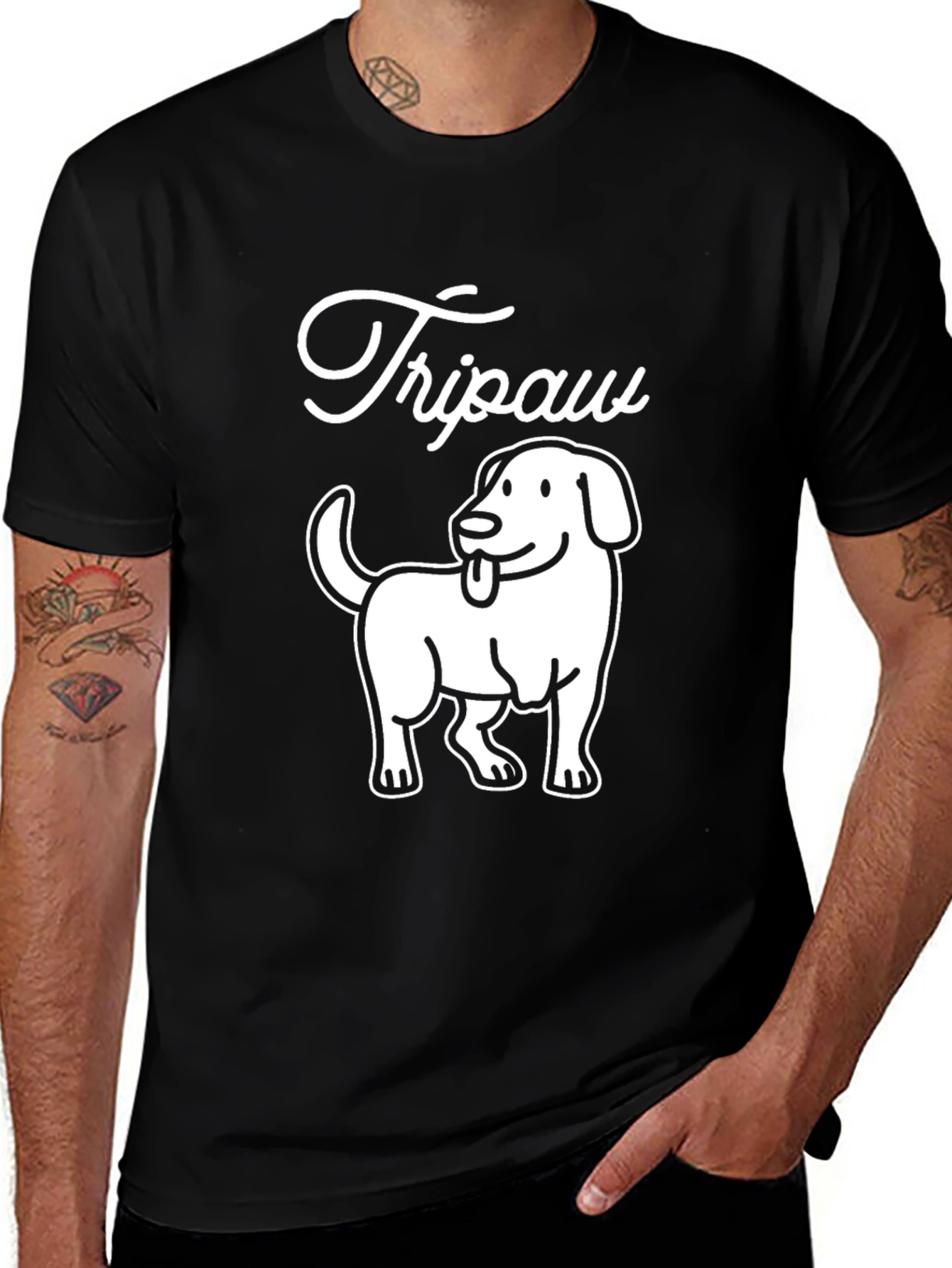 Tripaw Dog T-Shirt - Novelty Graphic Tee