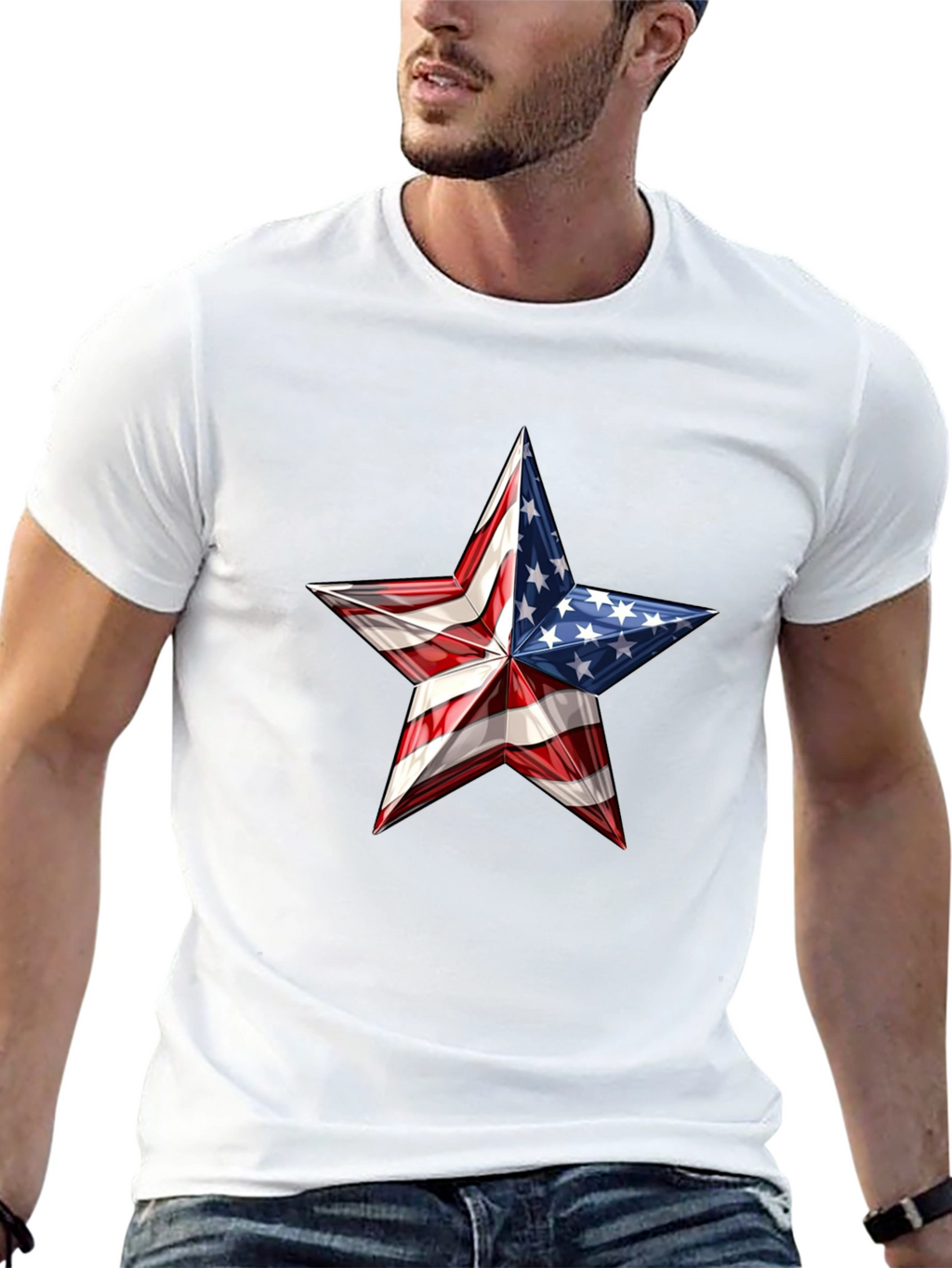Patriotic Star Graphic Tee - USA Pride
