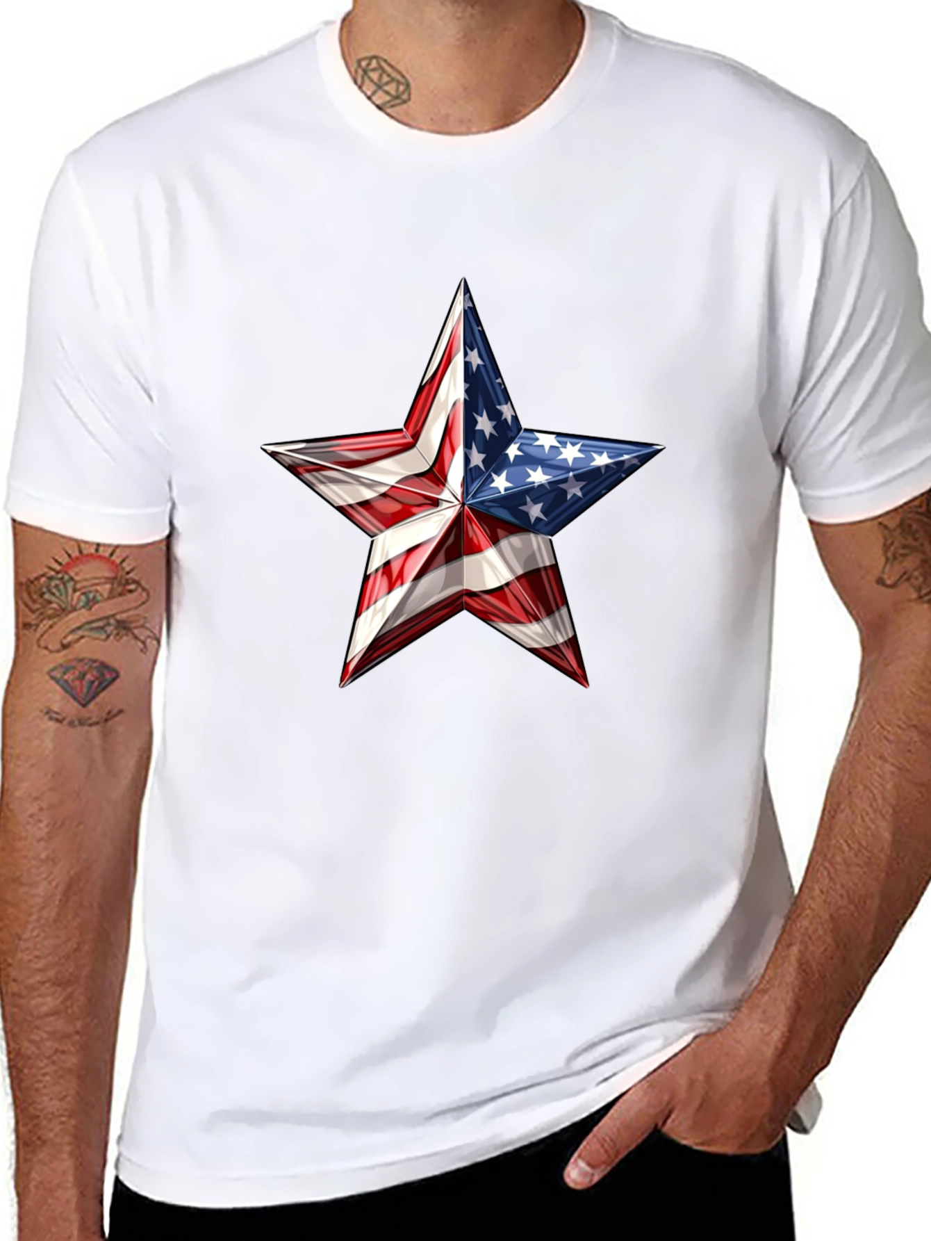 Patriotic Star Graphic Tee - USA Pride