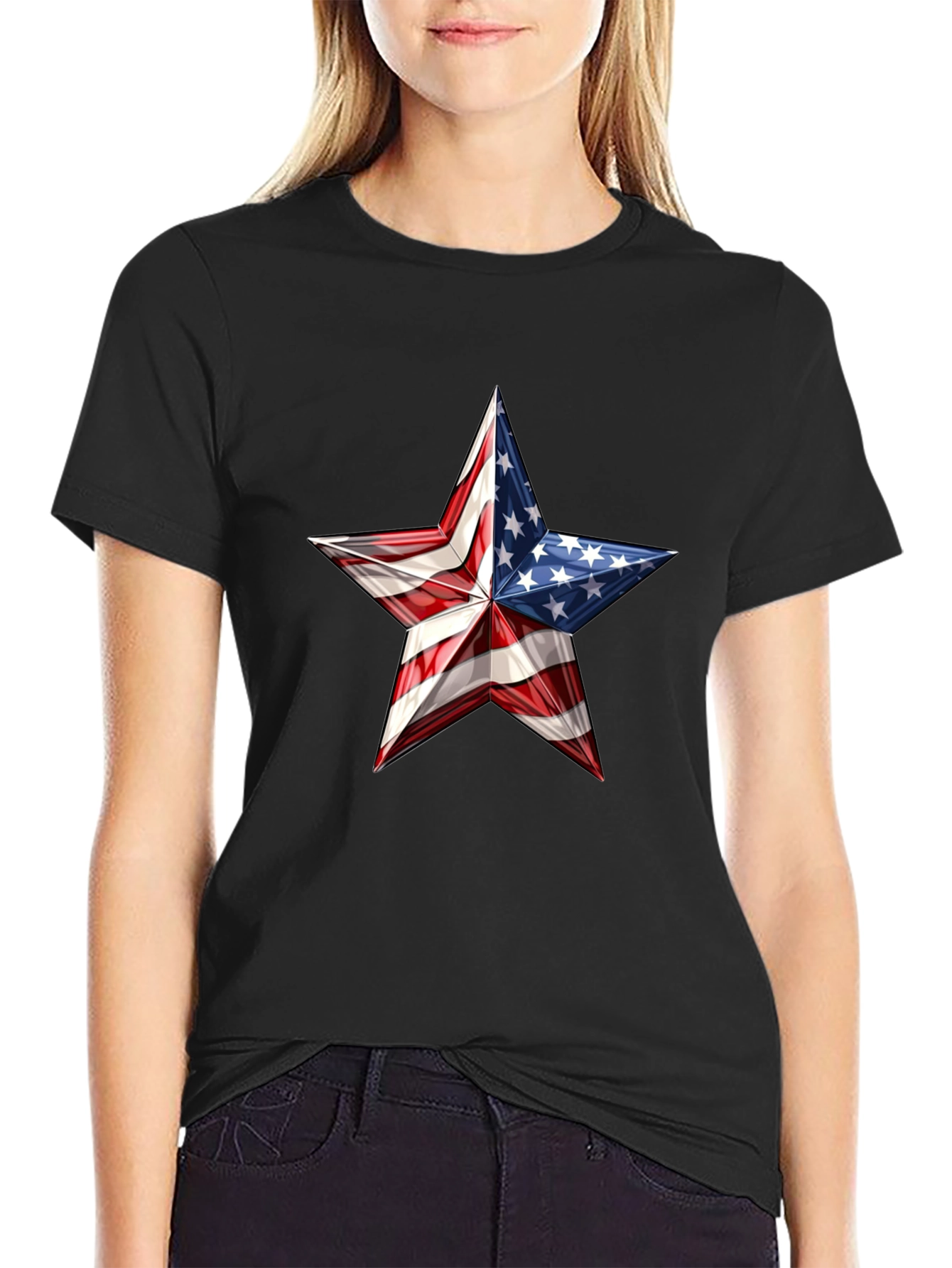 Patriotic Star Graphic Tee - USA Pride
