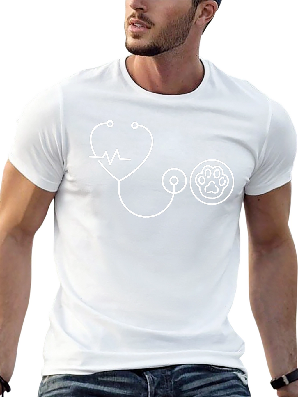 Veterinarian Stethoscope Paw Print Graphic Tee