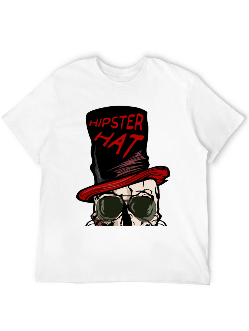Hipster Hat Skull Graphic Tee