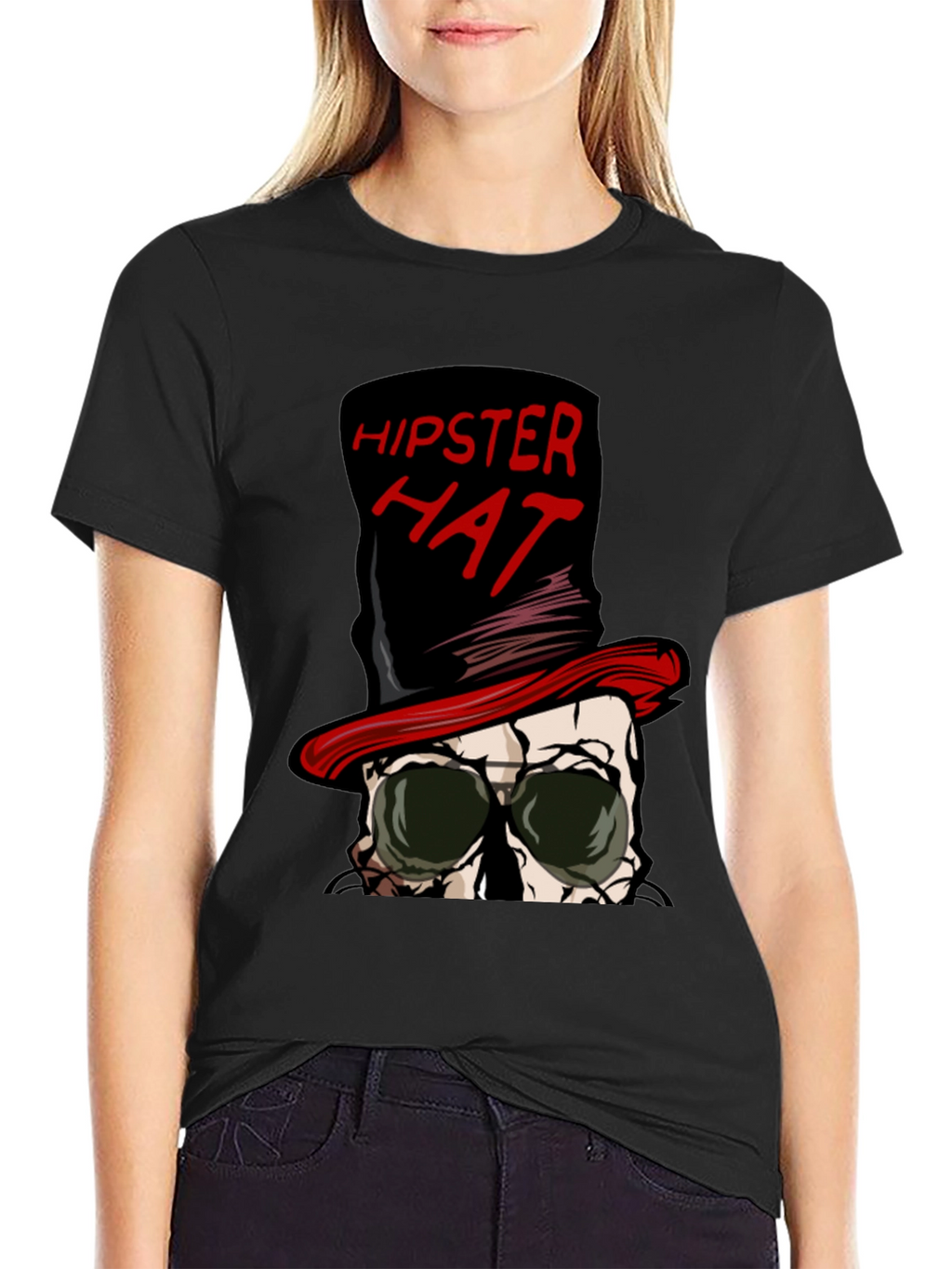 Hipster Hat Skull Graphic Tee