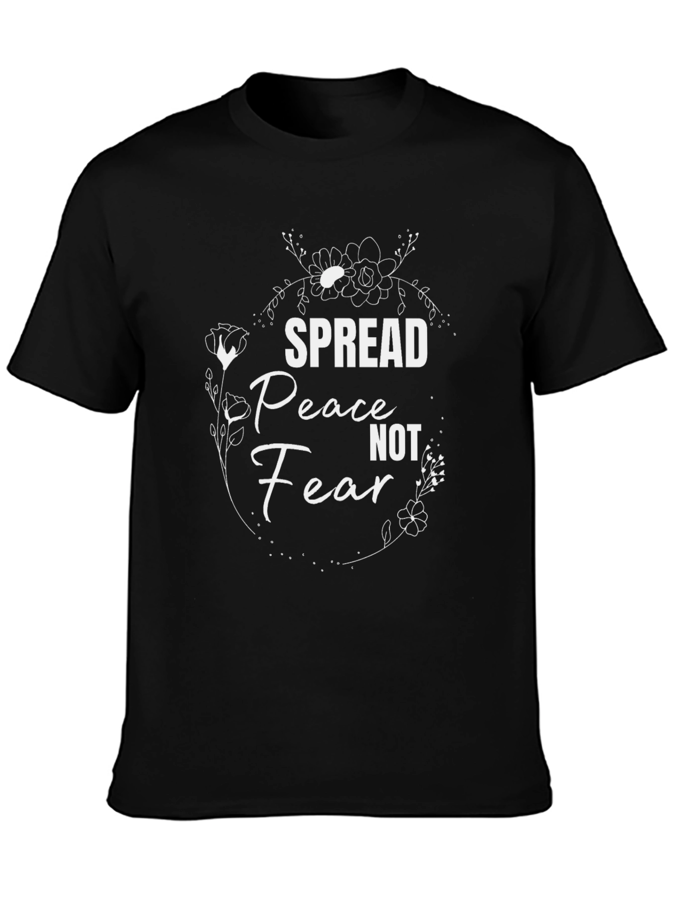 Spread Peace Not Fear Black Graphic T-Shirt
