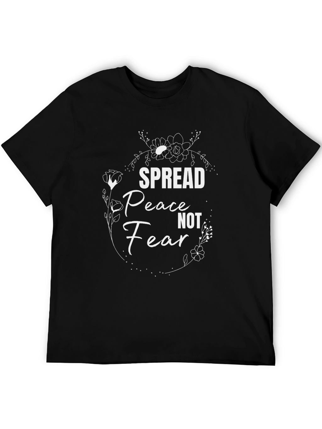 Spread Peace Not Fear Black Graphic T-Shirt