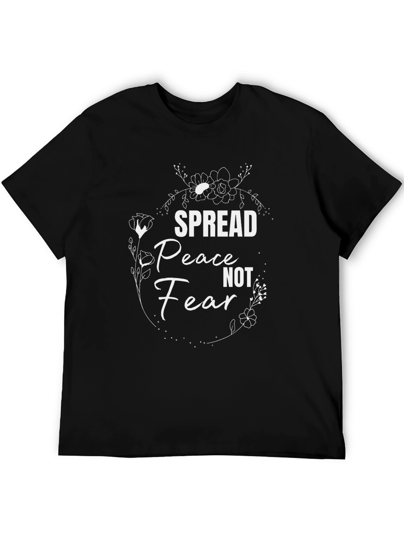 Spread Peace Not Fear Black Graphic T-Shirt