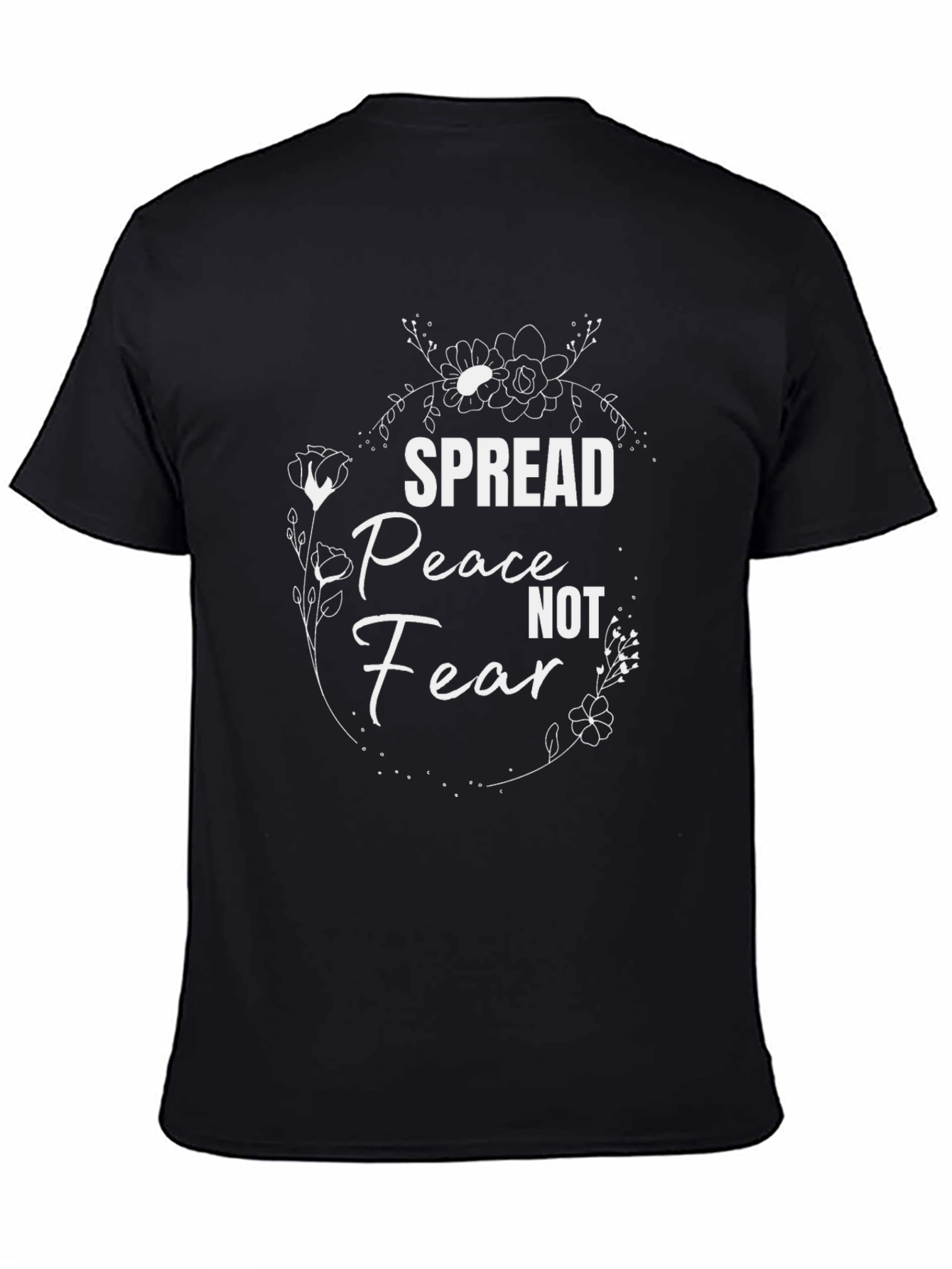 Spread Peace Not Fear Black Graphic T-Shirt