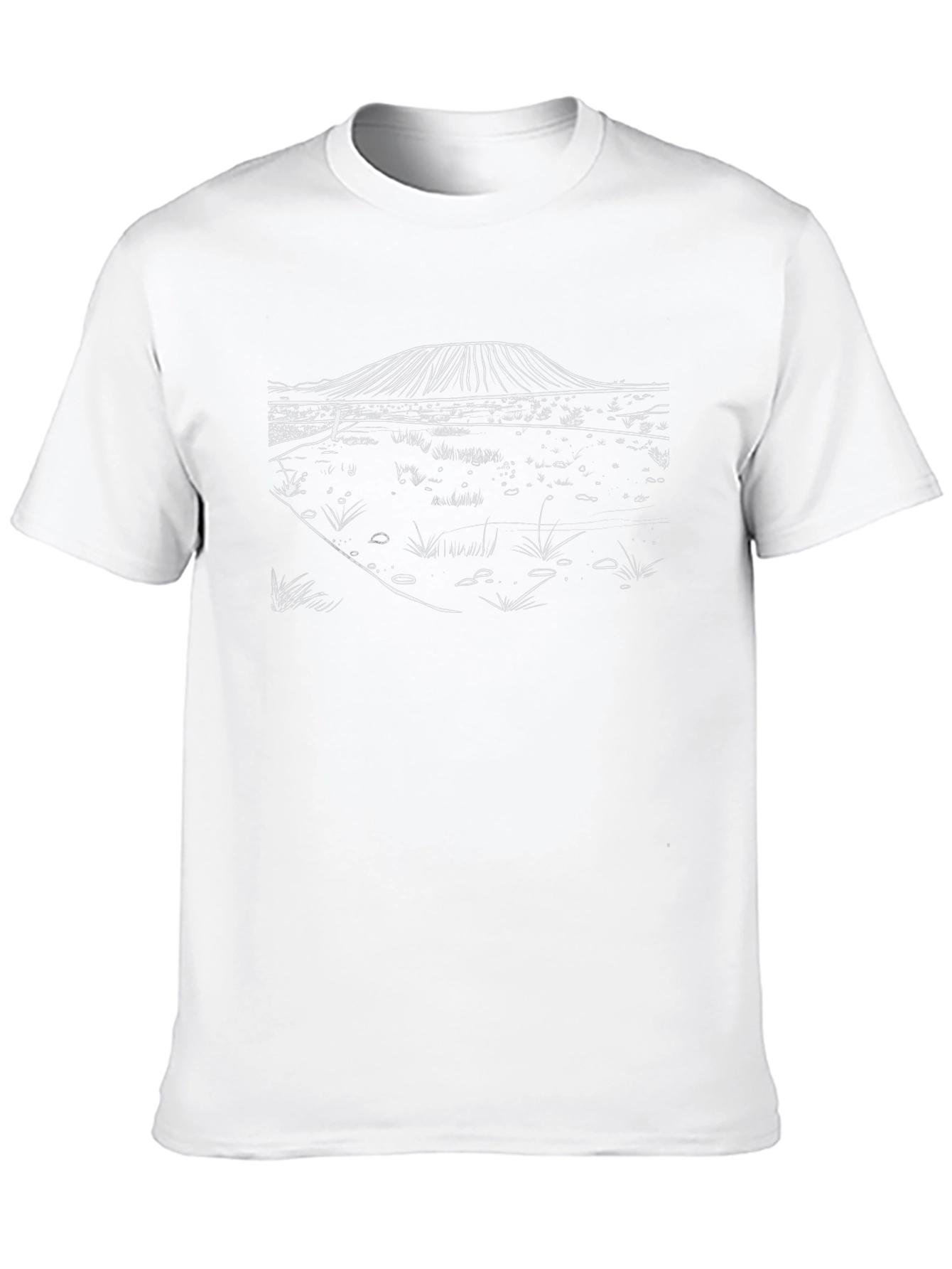 Black T-Shirt with Minimalist Landscape Design
