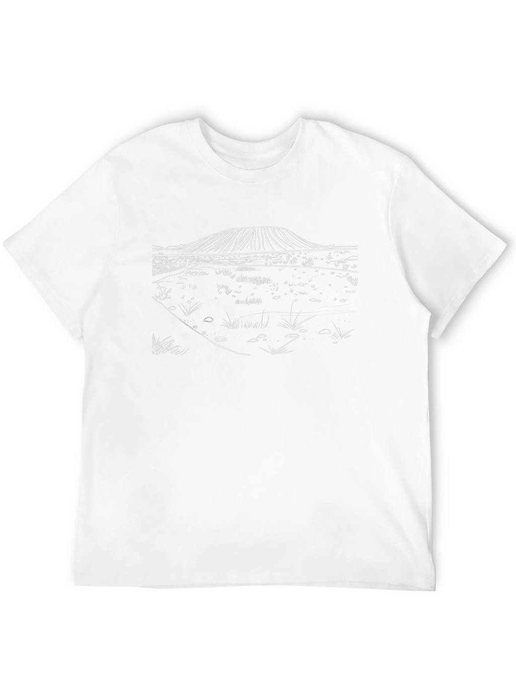 Black T-Shirt with Minimalist Landscape Design