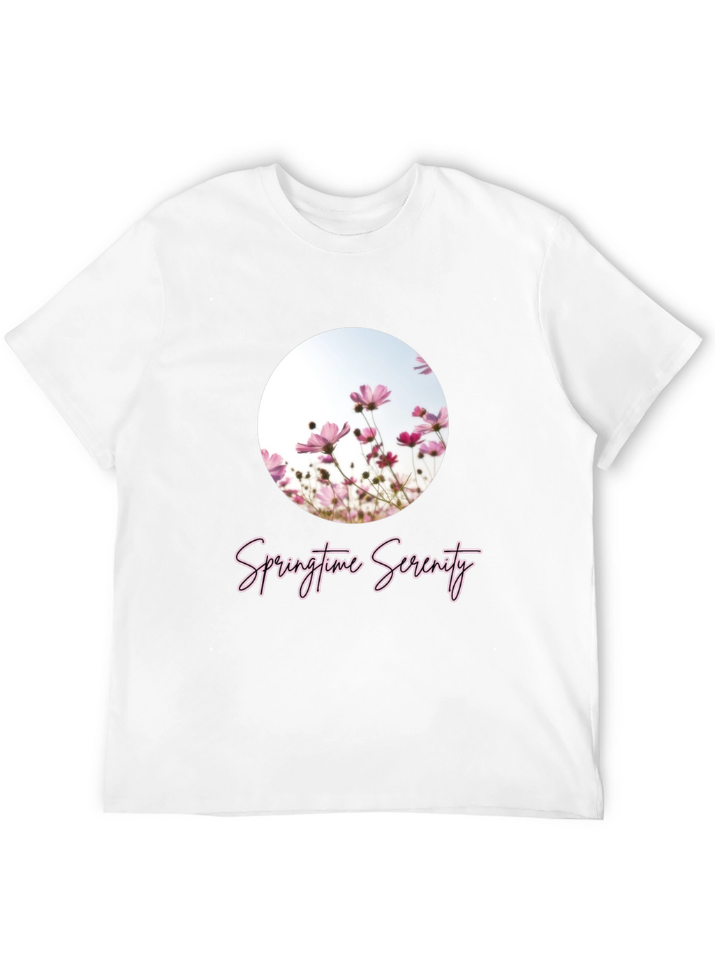 Springtime Serenity T-Shirt - Black Floral Design