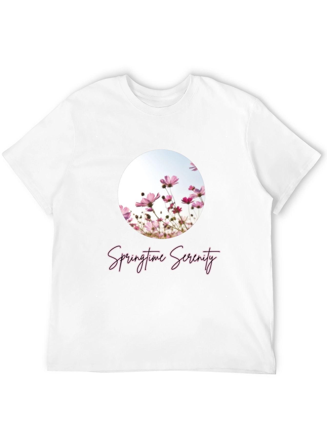 Springtime Serenity T-Shirt - Black Floral Design