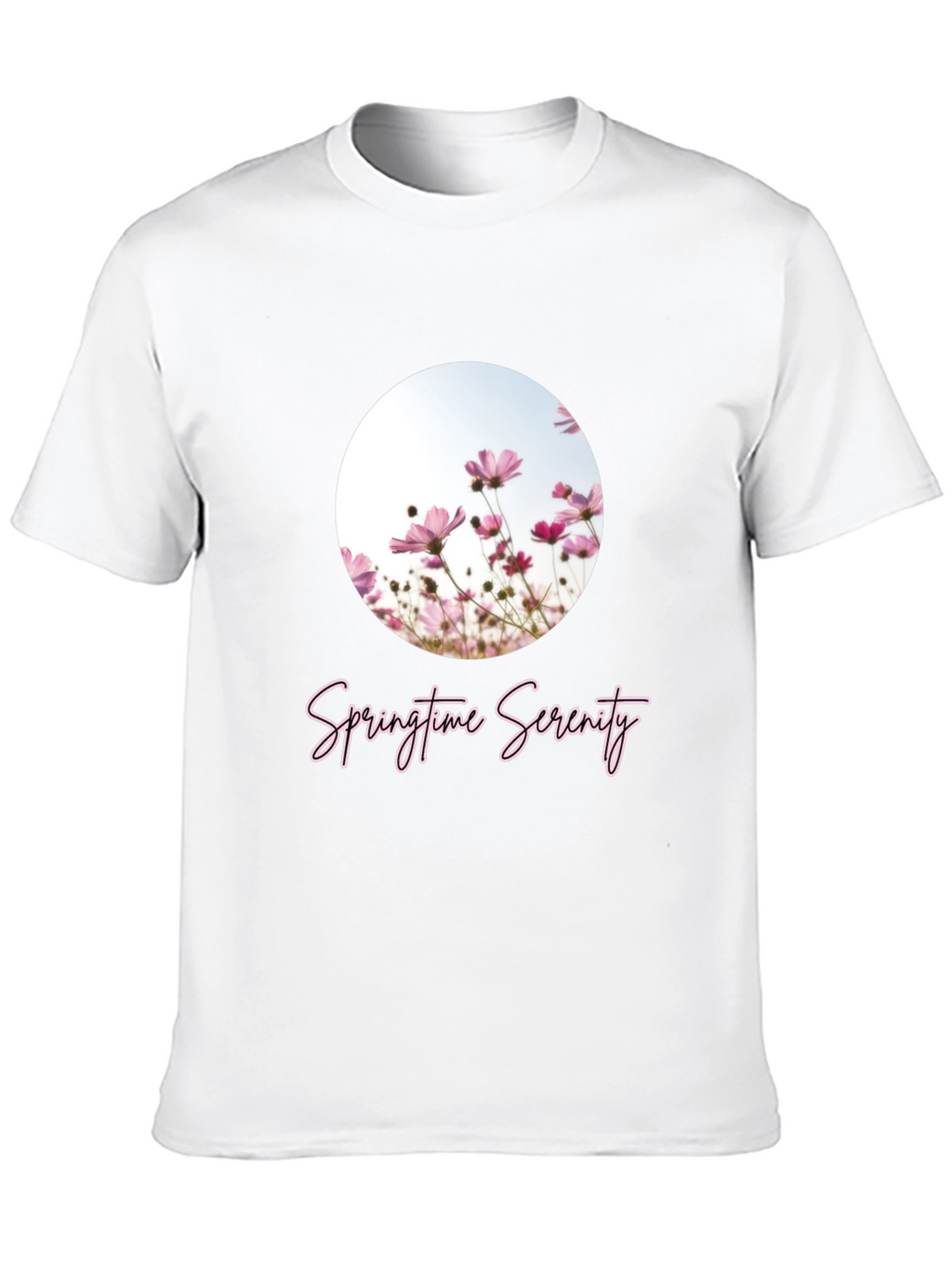 Springtime Serenity T-Shirt - Black Floral Design