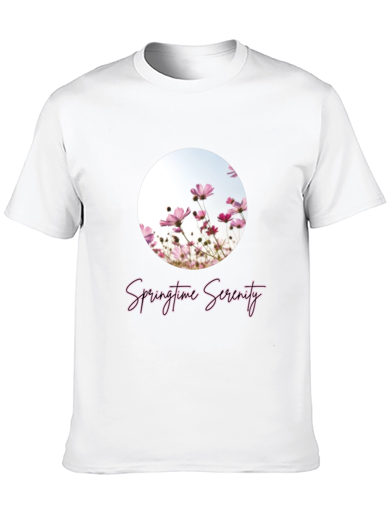 Springtime Serenity T-Shirt - Black Floral Design