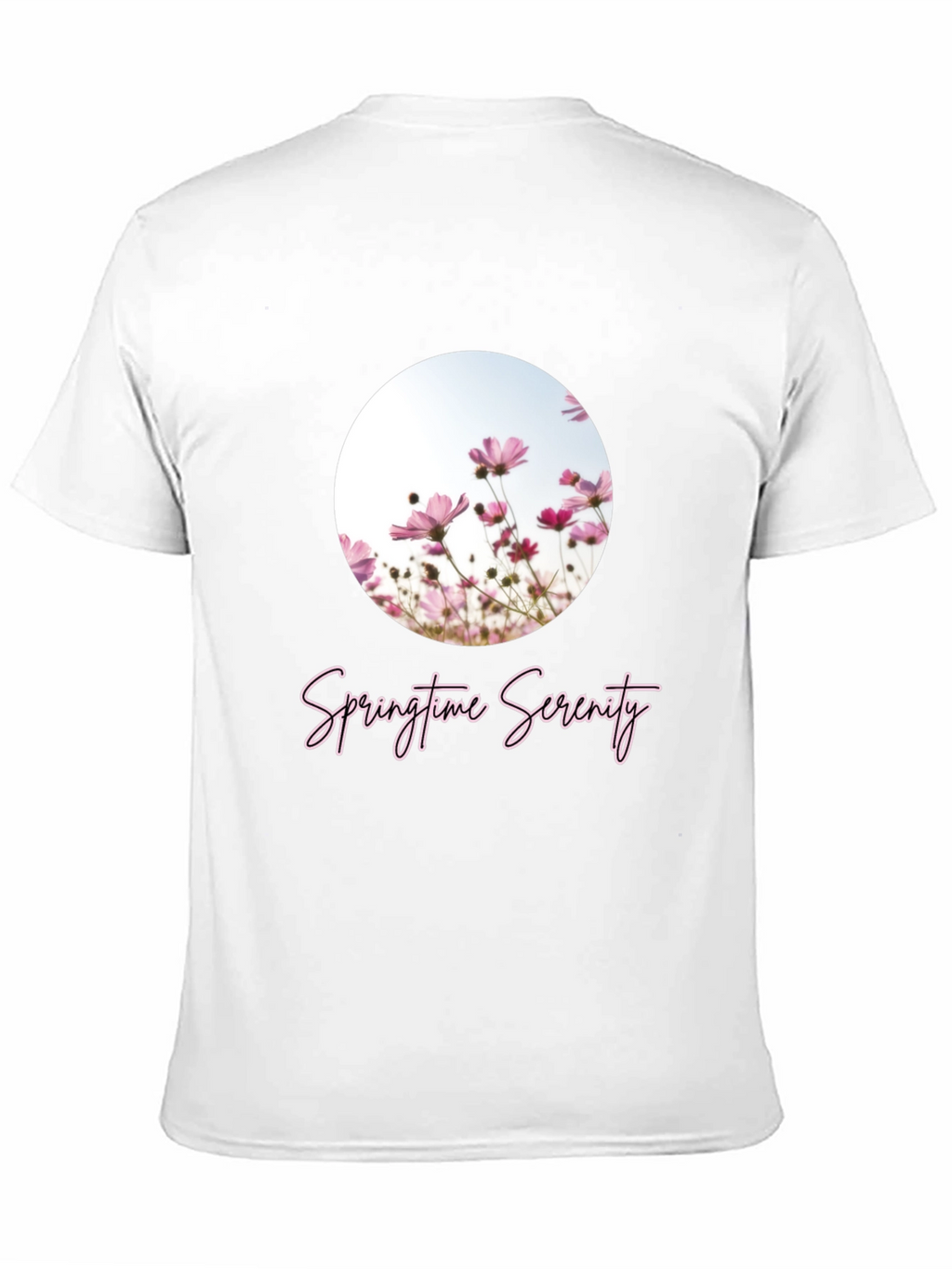 Springtime Serenity T-Shirt - Black Floral Design