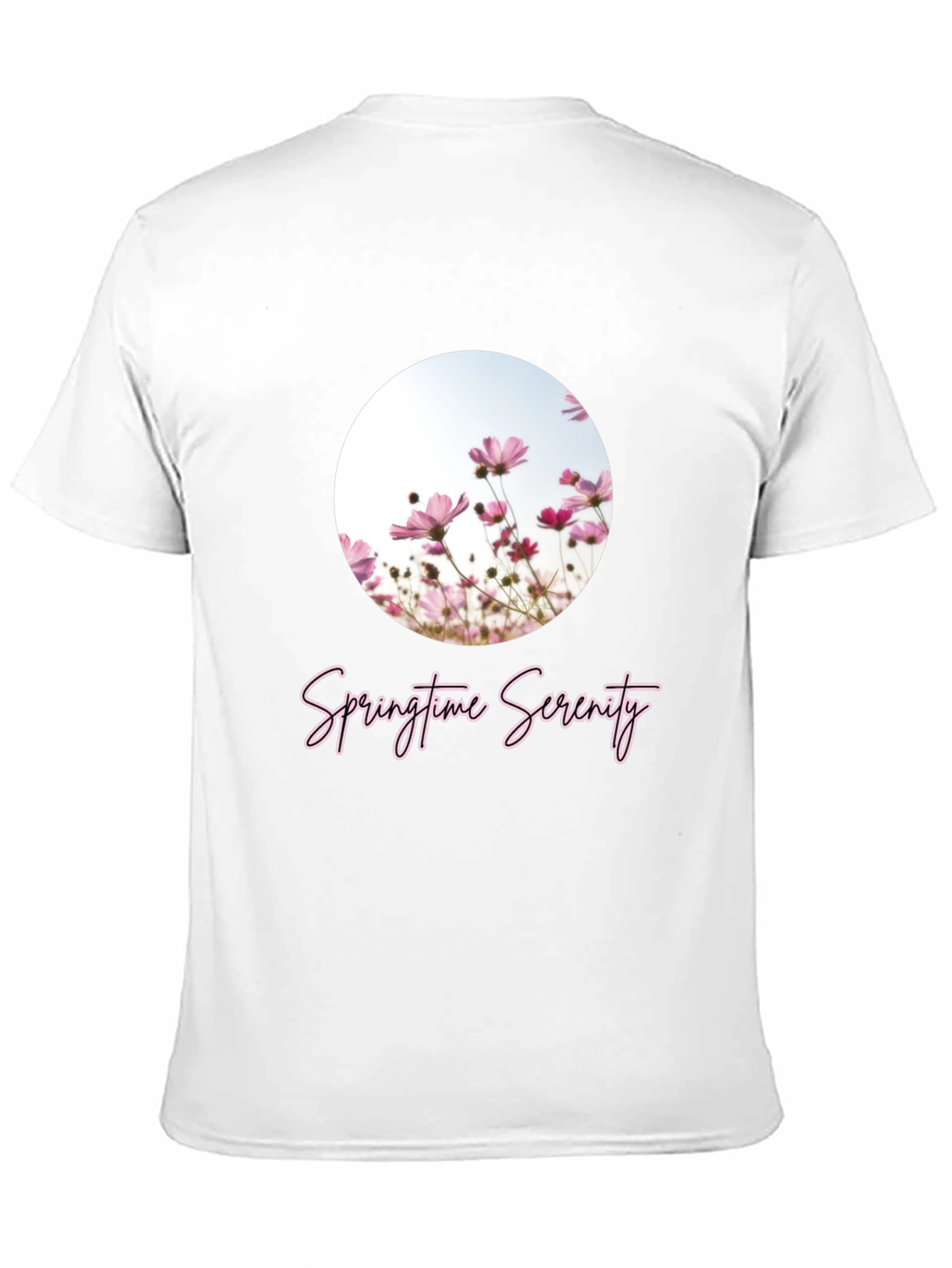 Springtime Serenity T-Shirt - Black Floral Design