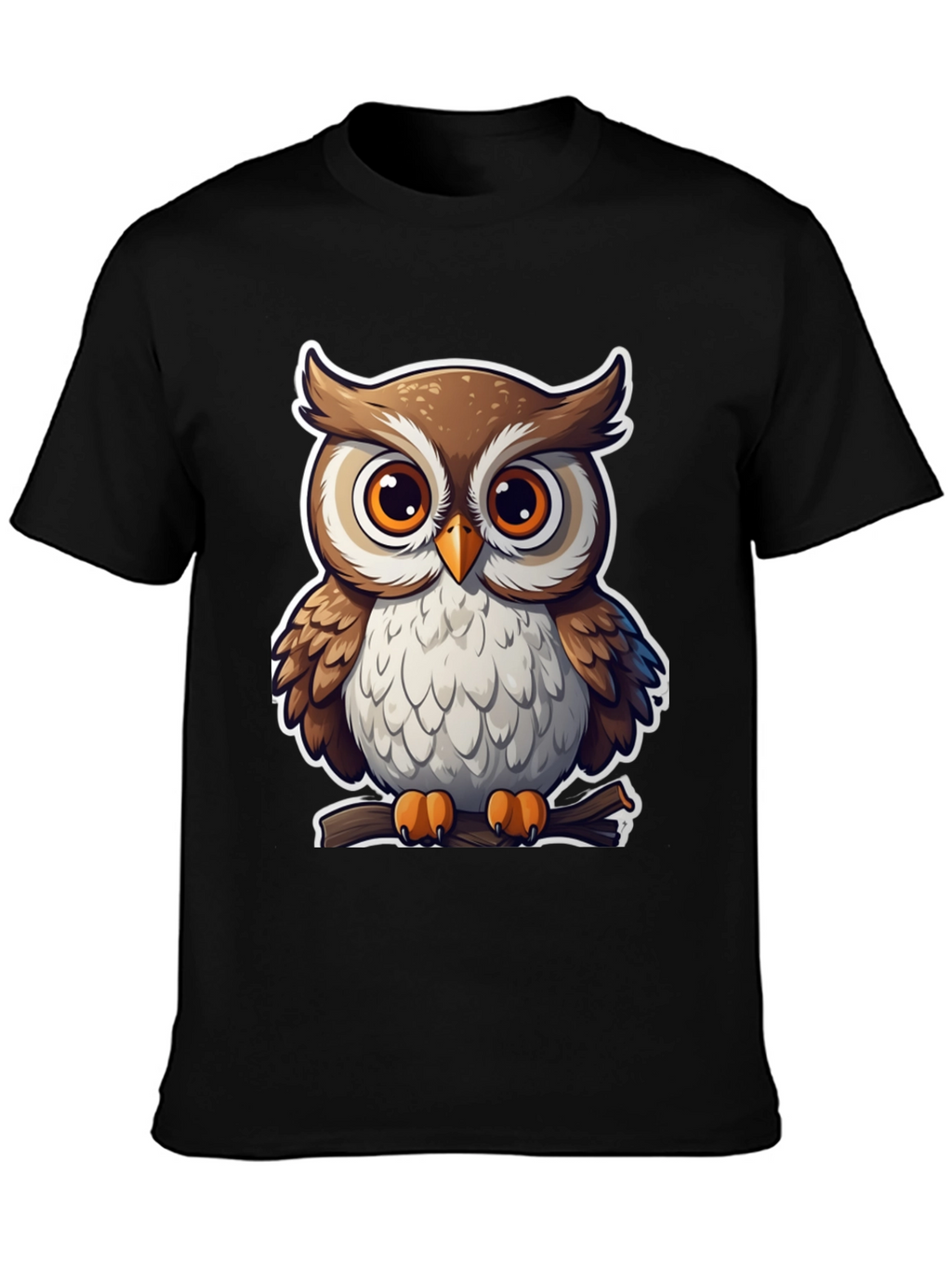 Cute Owl Graphic Tee - Black Cotton Blend